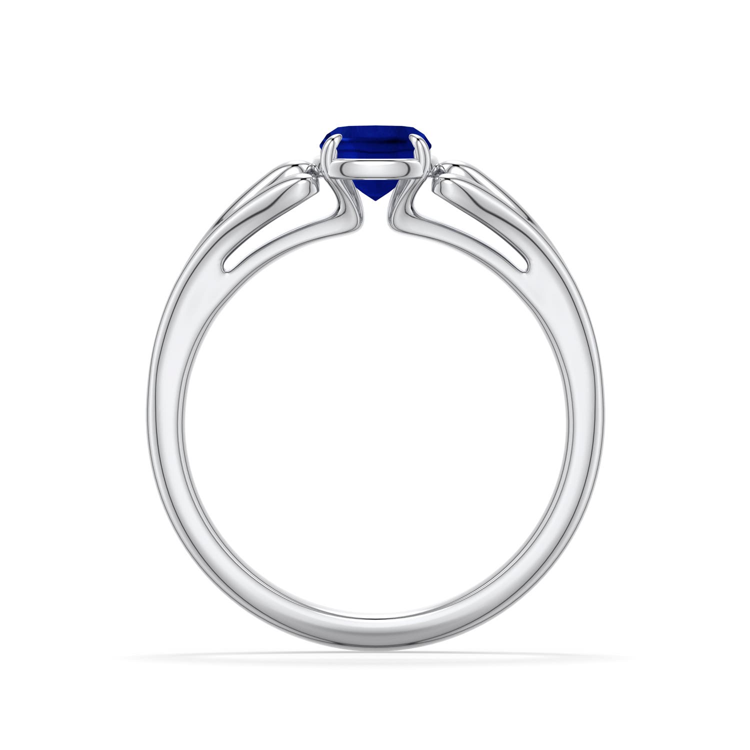 7x5mm Labgrown Cushion Rectangular Lab-Grown Blue Sapphire Scrollwork Engagement Ring in White Gold - side 1 - side 3