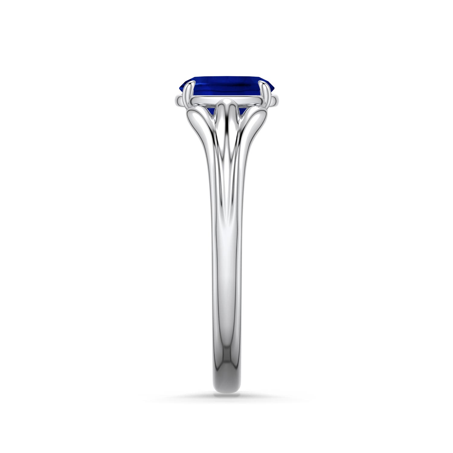7x5mm Labgrown Cushion Rectangular Lab-Grown Blue Sapphire Scrollwork Engagement Ring in White Gold - side 2 - side 4
