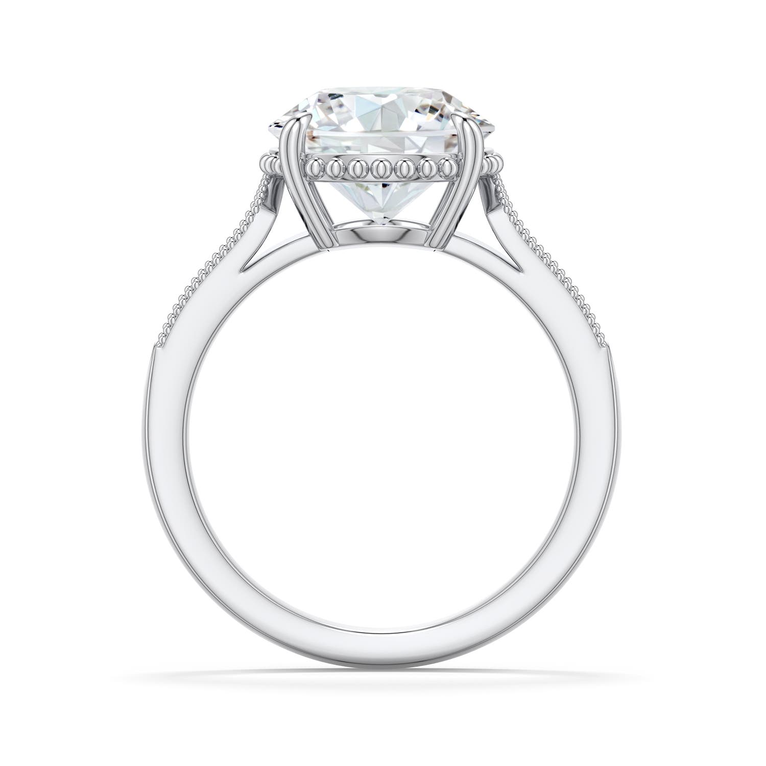 10.1mm DEVVS Round Lab-Grown Diamond Quatrefoil Hidden Halo Engagement Ring in White Gold - side 1