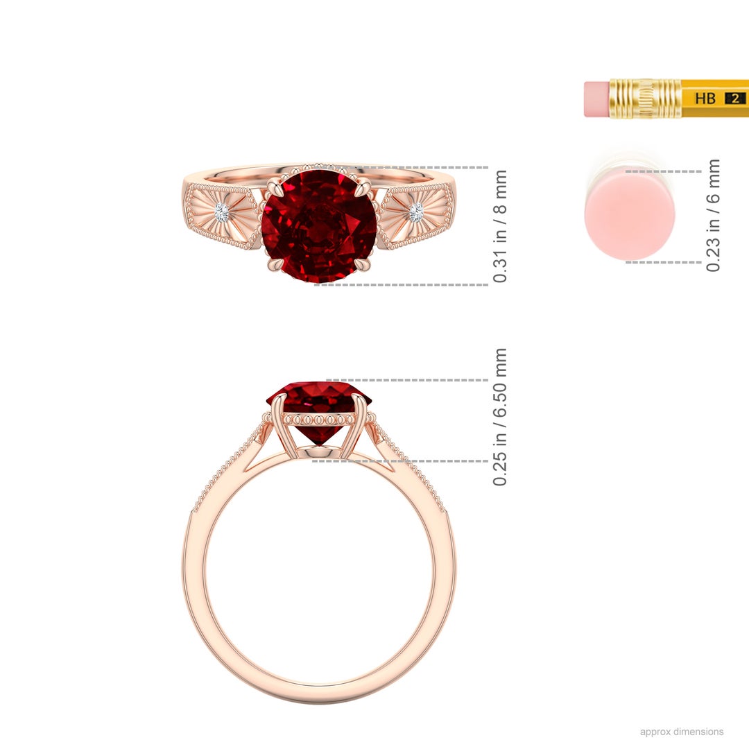 Round Lab-Grown Ruby Quatrefoil Hidden Halo Engagement Ring