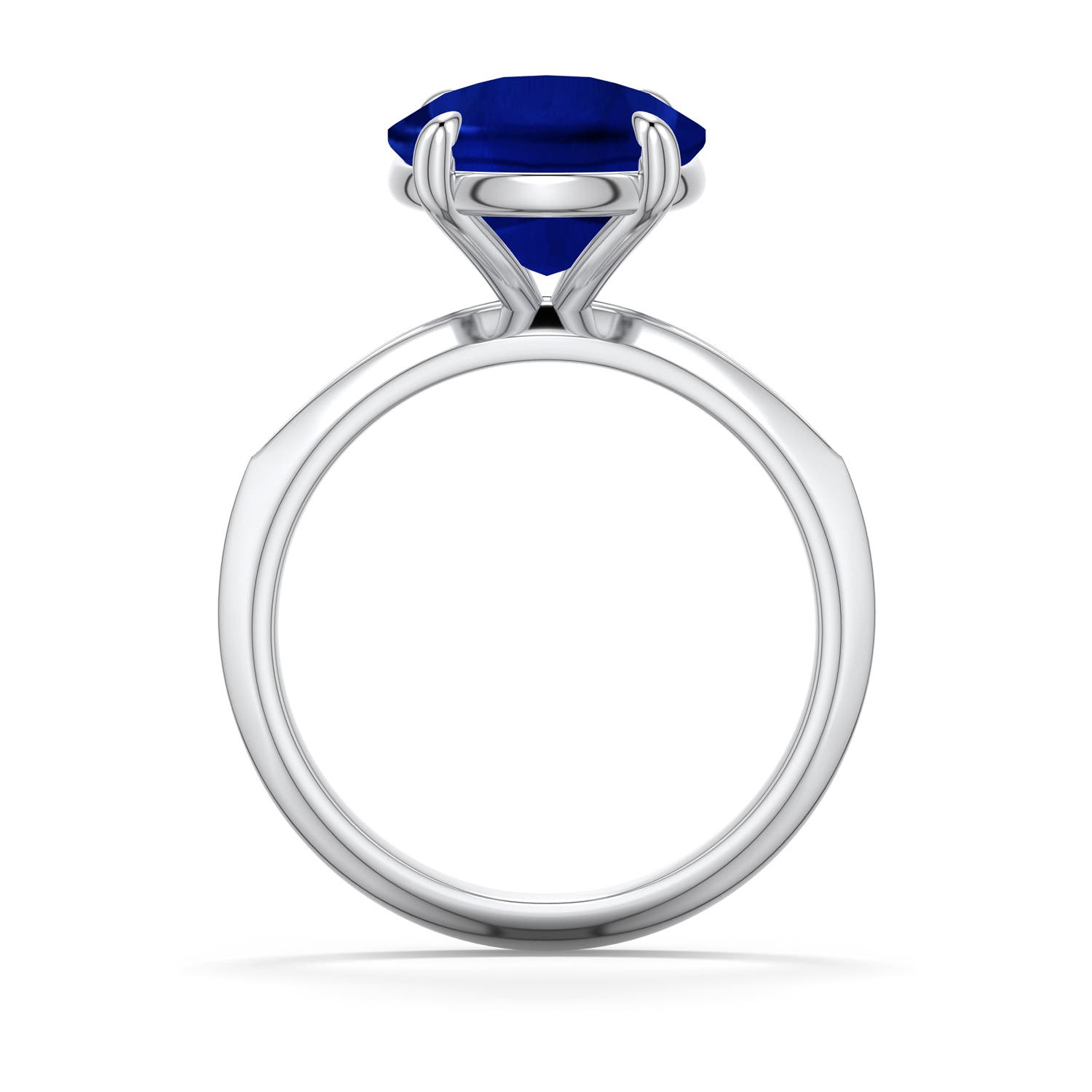14x10mm Labgrown Cushion Rectangular Lab-Grown Blue Sapphire Knife-Edge Split Shank Engagement Ring in White Gold - side 1