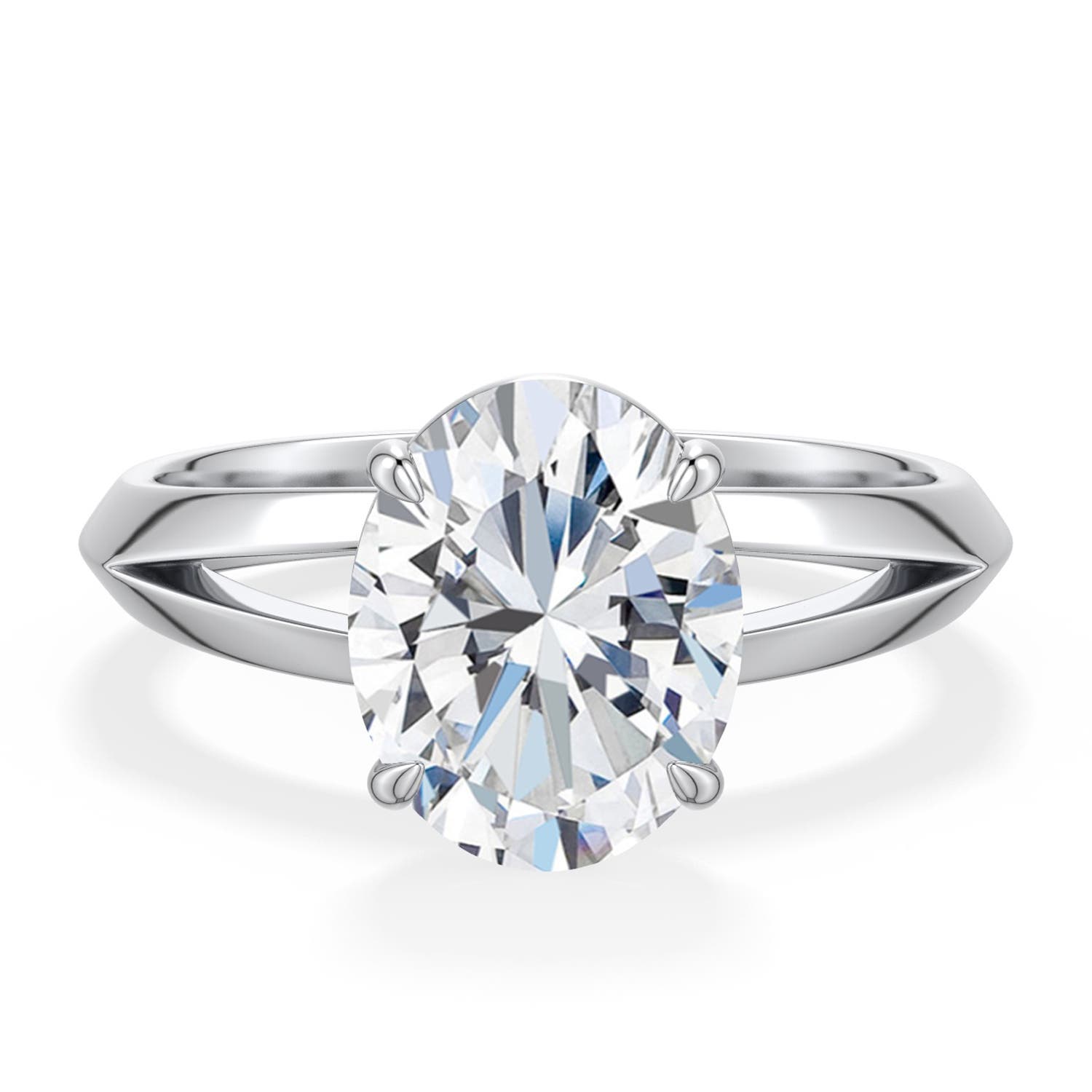 10x8mm FGVS Oval Lab-Grown Diamond Knife-Edge Split Shank Engagement Ring in White Gold - main