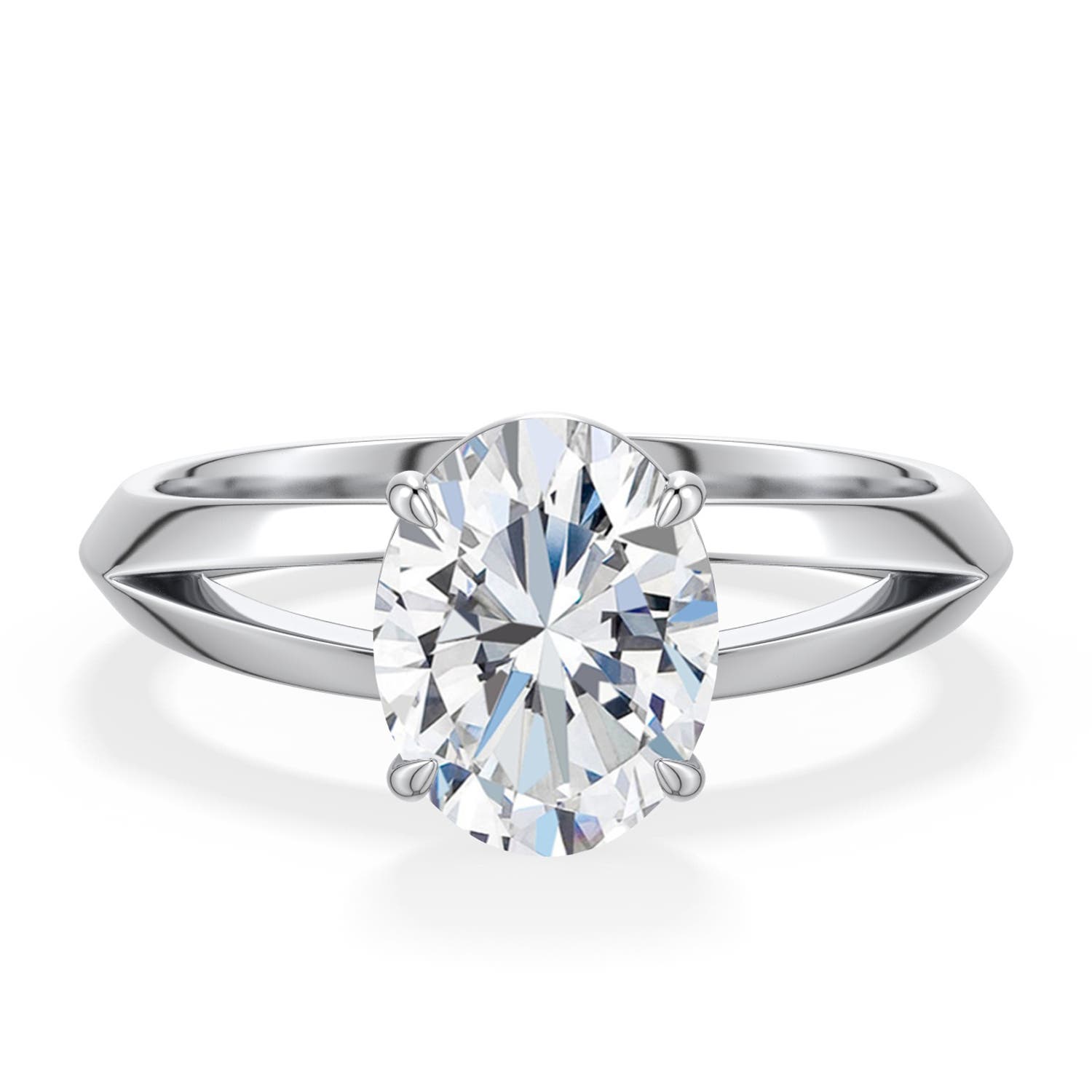 9x7mm FGVS Oval Lab-Grown Diamond Knife-Edge Split Shank Engagement Ring in White Gold - main