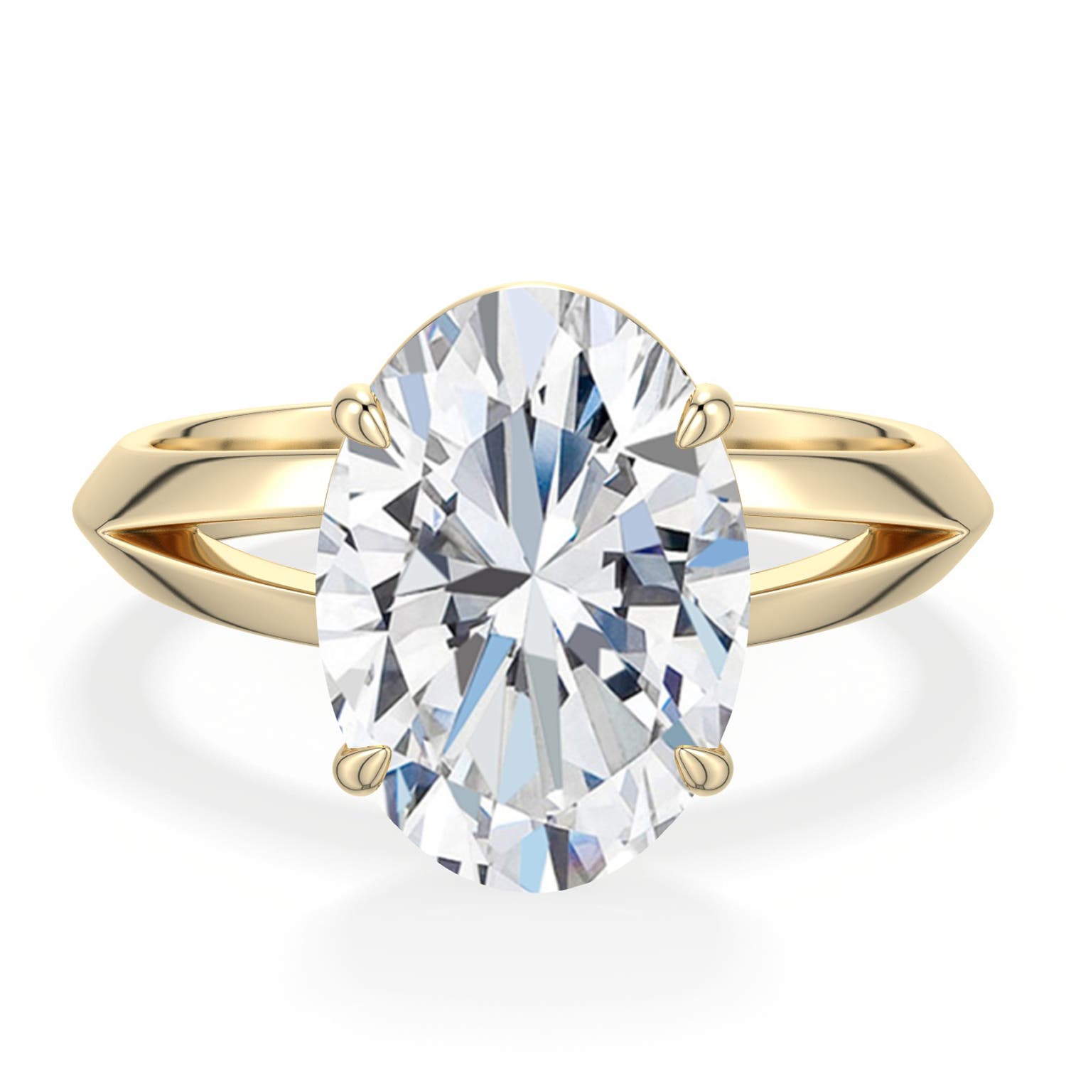 12.5x9mm FGVS Oval Lab-Grown Diamond Knife-Edge Split Shank Engagement Ring in Yellow Gold - main