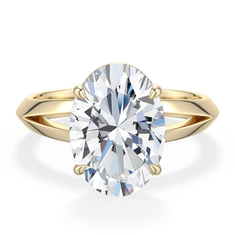 12.5x9mm FGVS Oval Lab-Grown Diamond Knife-Edge Split Shank Engagement Ring in Yellow Gold - main
