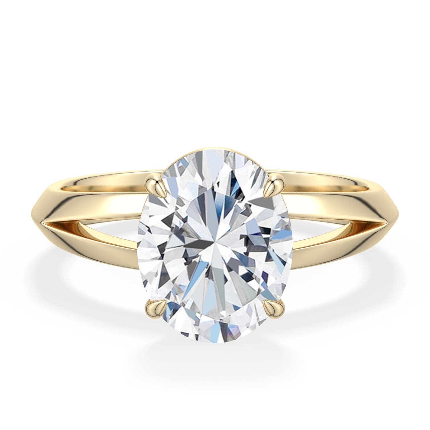 10x8mm FGVS Oval Lab-Grown Diamond Knife-Edge Split Shank Engagement Ring in 18K Yellow Gold - main