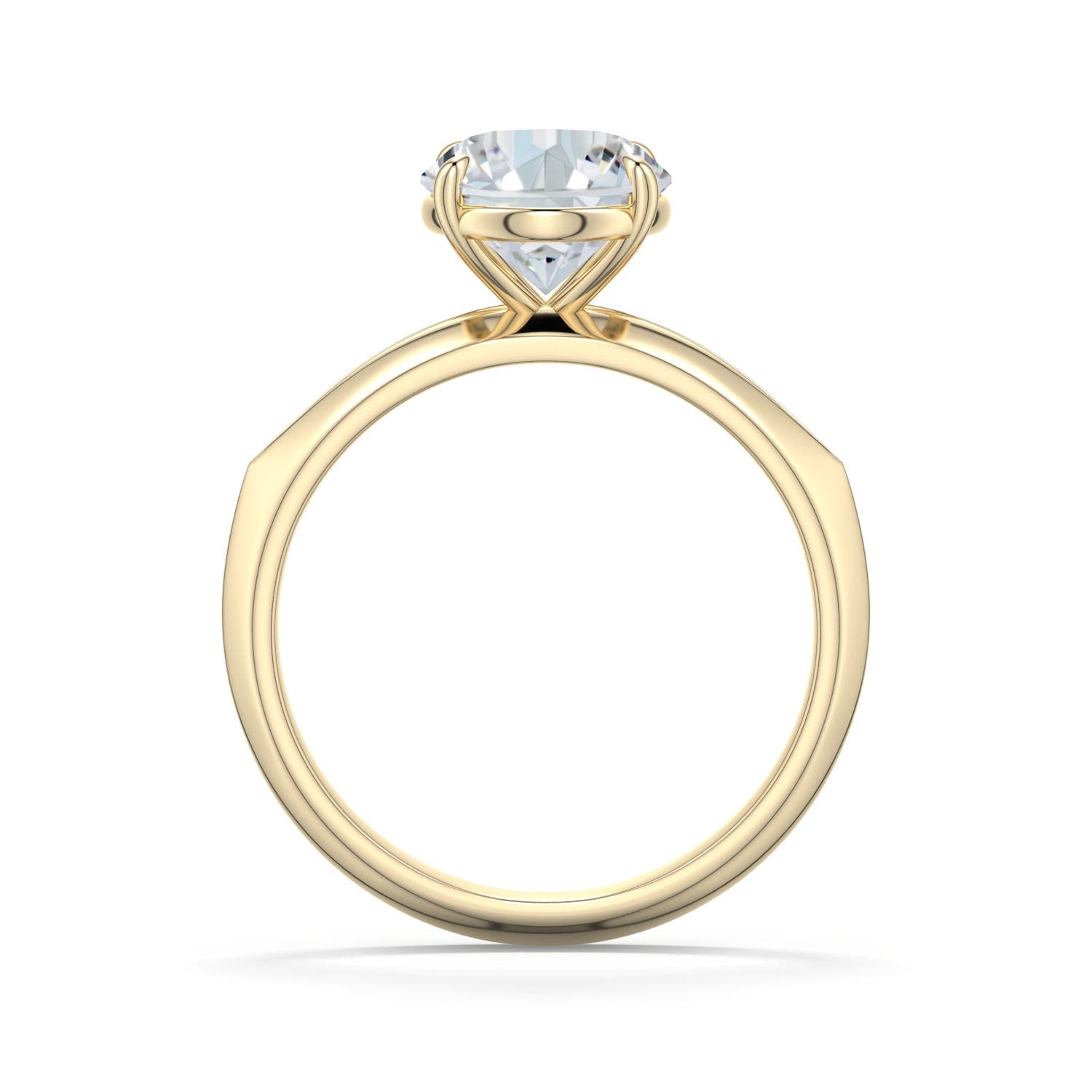 10x8mm FGVS Oval Lab-Grown Diamond Knife-Edge Split Shank Engagement Ring in 18K Yellow Gold - side 1