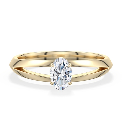 6x4mm FGVS Oval Lab-Grown Diamond Knife-Edge Split Shank Engagement Ring in 18K Yellow Gold - main