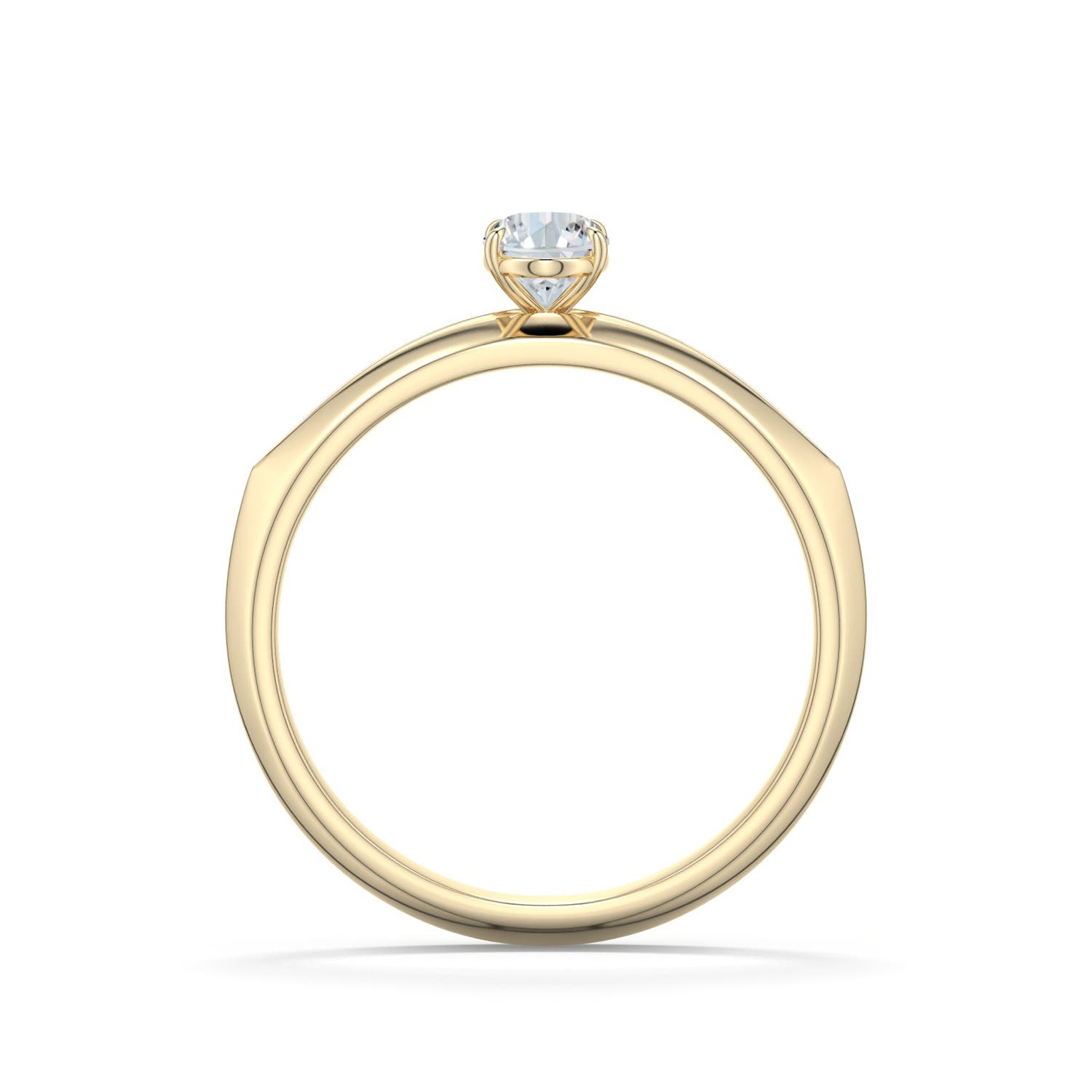 6x4mm FGVS Oval Lab-Grown Diamond Knife-Edge Split Shank Engagement Ring in 18K Yellow Gold - side 1
