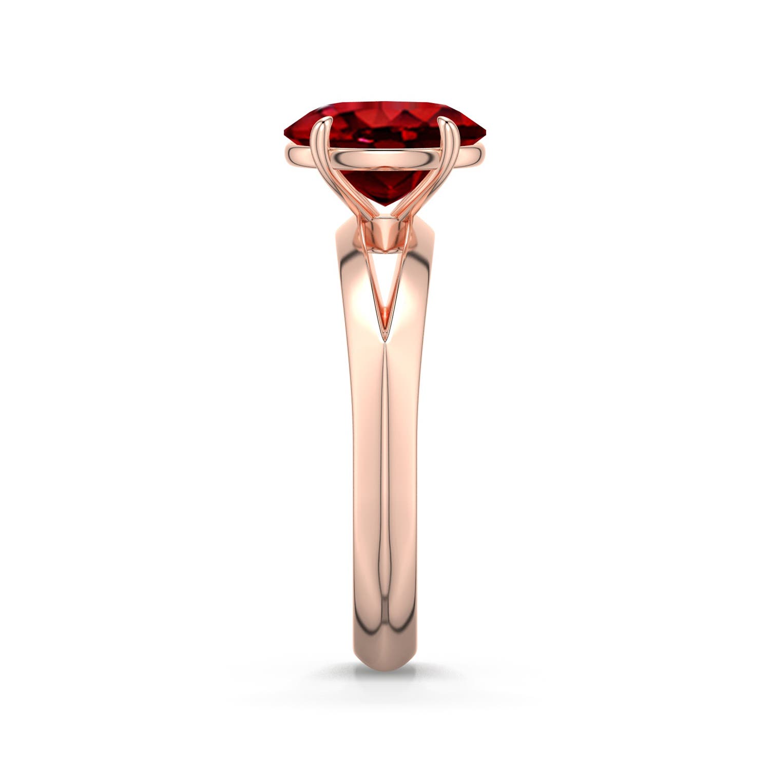 Oval Lab-Grown Ruby Knife-Edge Split Shank Engagement Ring