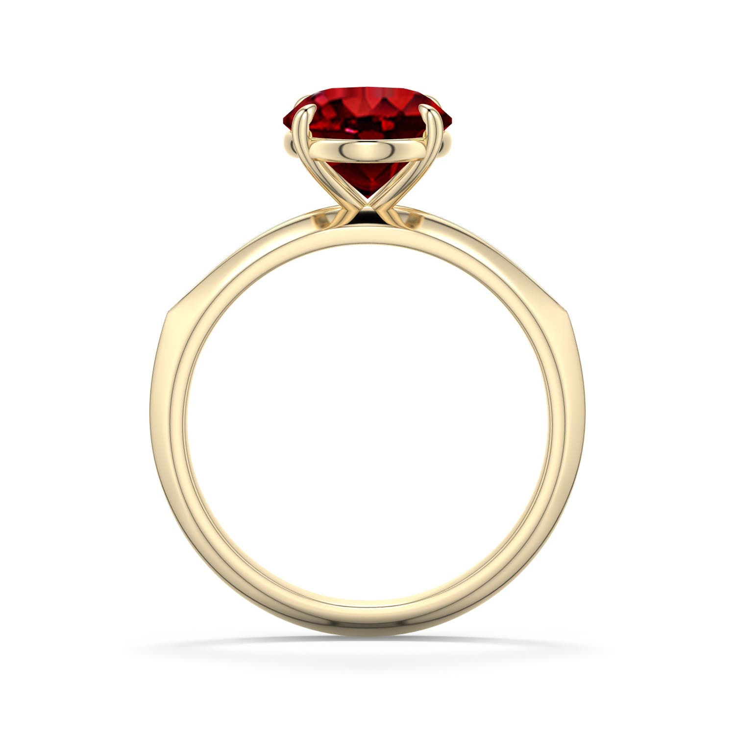 10x8mm Labgrown Oval Lab-Grown Ruby Knife-Edge Split Shank Engagement Ring in Yellow Gold - side 1