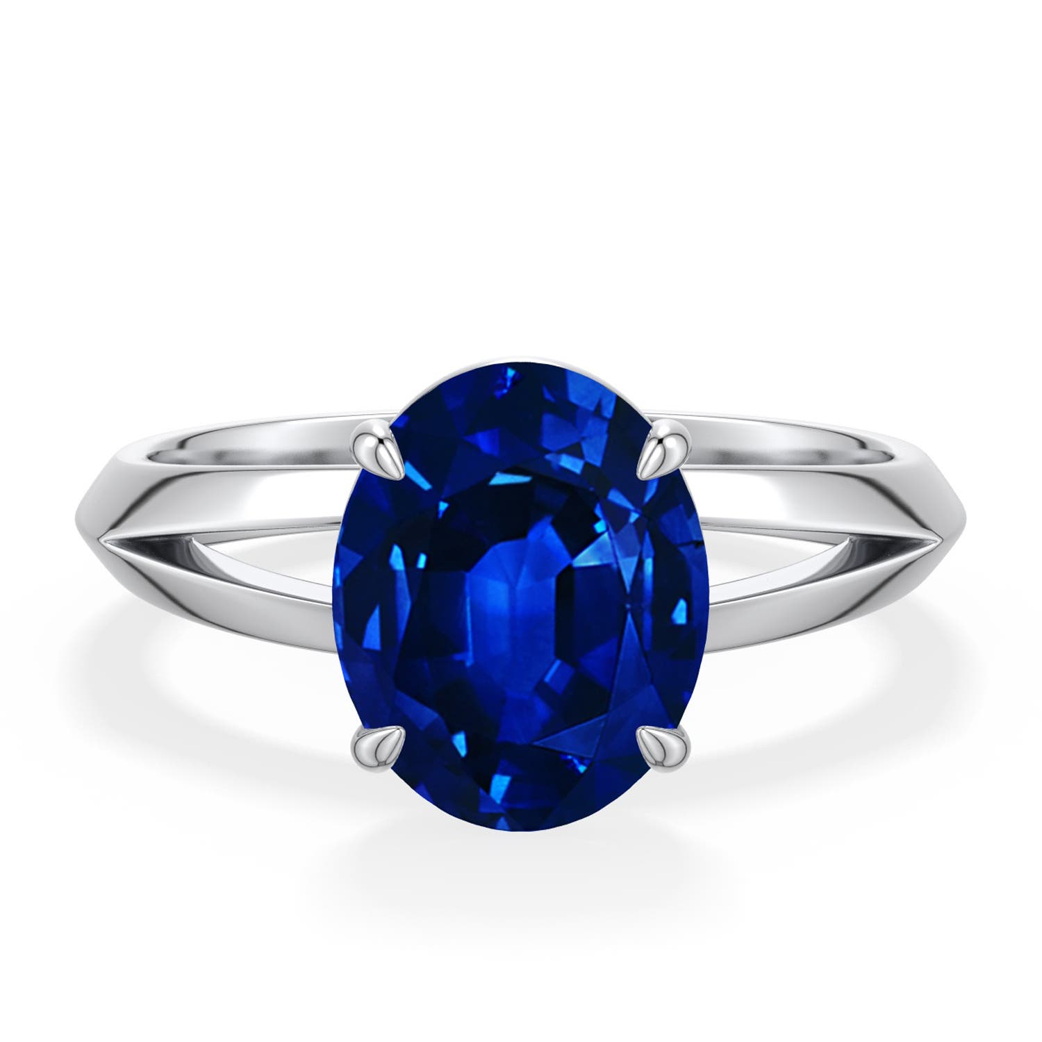 10x8mm Labgrown Oval Lab-Grown Blue Sapphire Knife-Edge Split Shank Engagement Ring in 950 Platinum - main