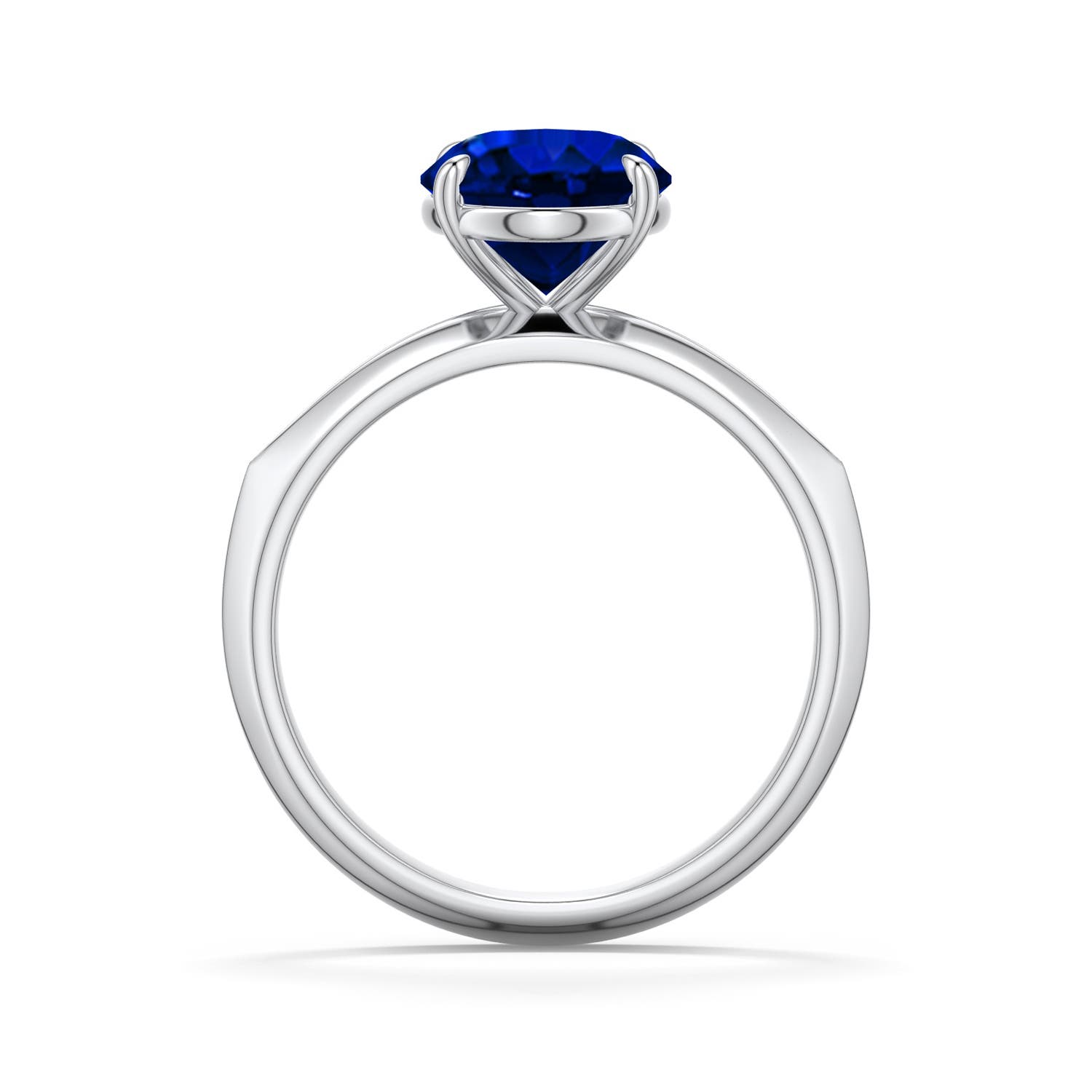 10x8mm Labgrown Oval Lab-Grown Blue Sapphire Knife-Edge Split Shank Engagement Ring in 950 Platinum - side 1