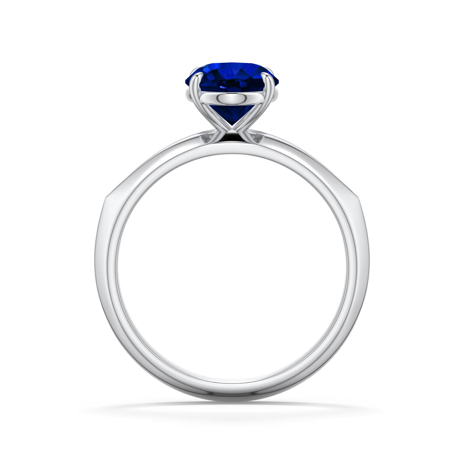 9x7mm Labgrown Oval Lab-Grown Blue Sapphire Knife-Edge Split Shank Engagement Ring in White Gold - side 1 - side 3