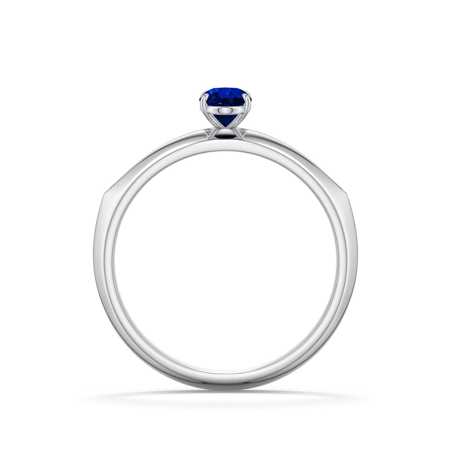 6x4mm Labgrown Oval Lab-Grown Blue Sapphire Knife-Edge Split Shank Engagement Ring in 18K White Gold - side 1