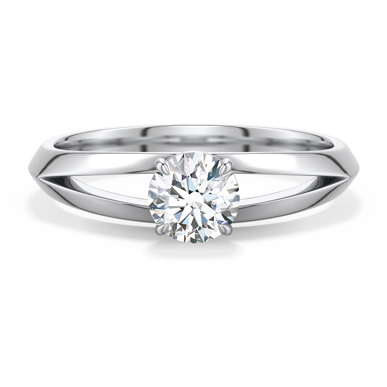 5.1mm FGVS Round Lab-Grown Diamond Knife-Edge Split Shank Engagement Ring in White Gold - main