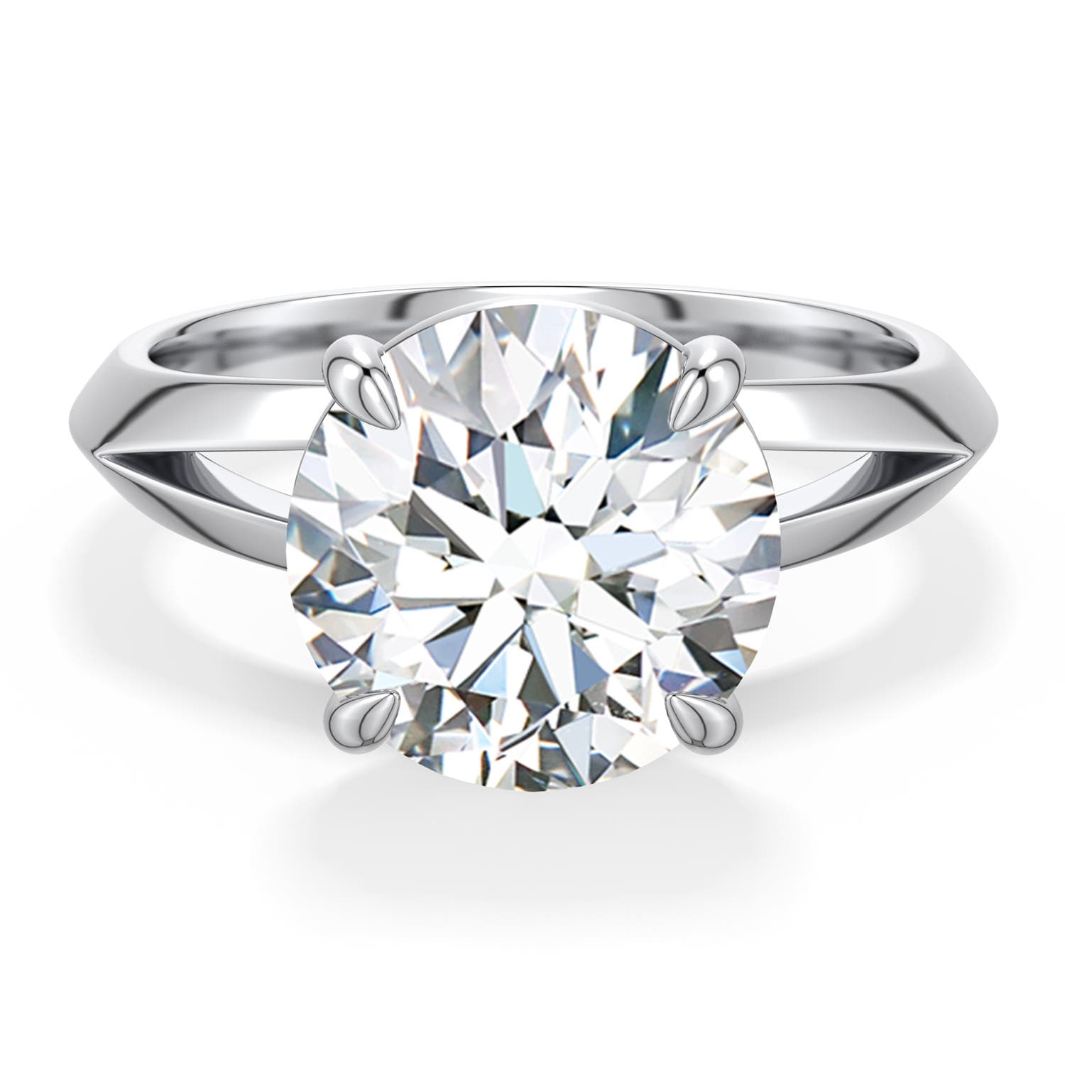 10.1mm FGVS Round Lab-Grown Diamond Knife-Edge Split Shank Engagement Ring in 18K White Gold - main