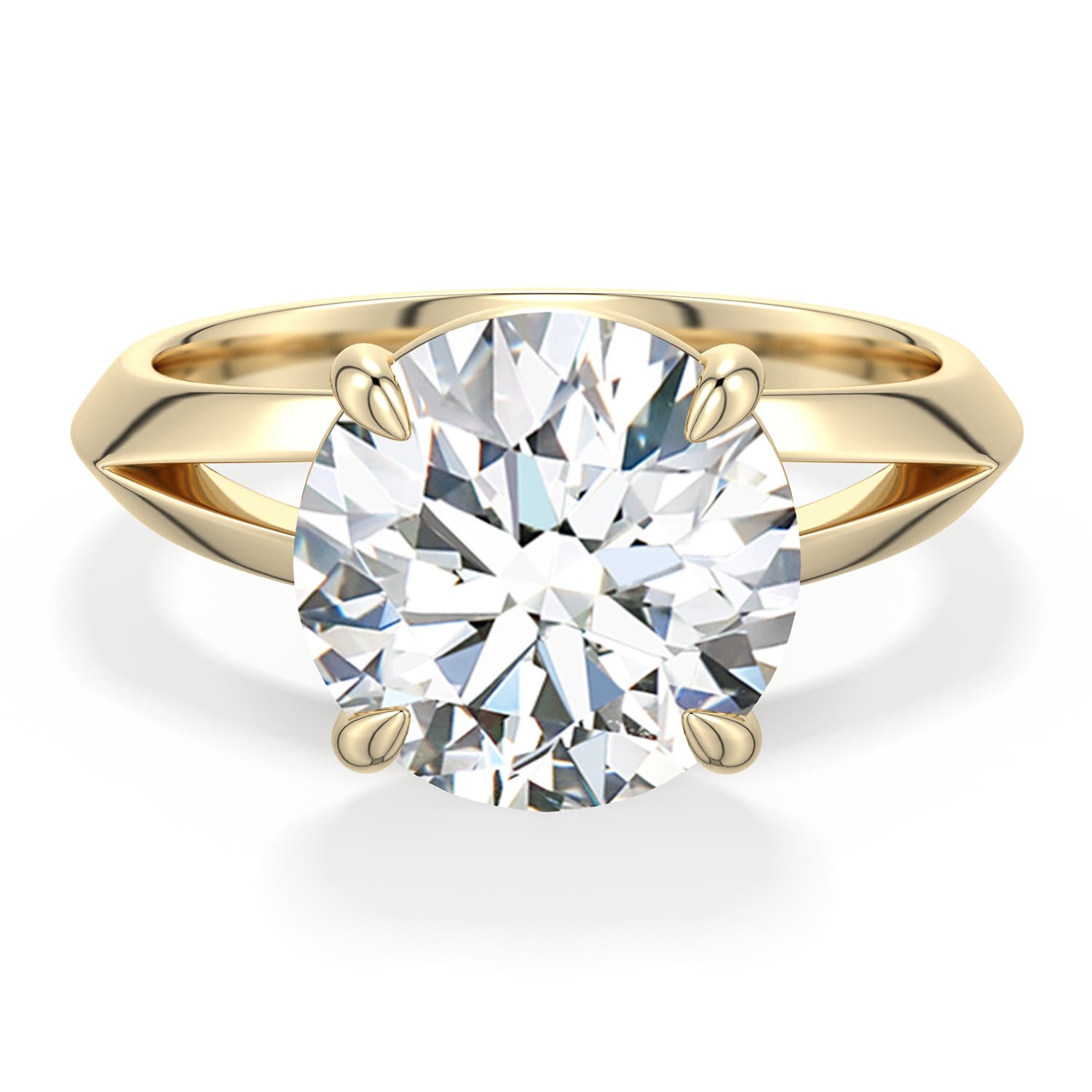 10.1mm DEVVS Round Lab-Grown Diamond Knife-Edge Split Shank Engagement Ring in Yellow Gold - main
