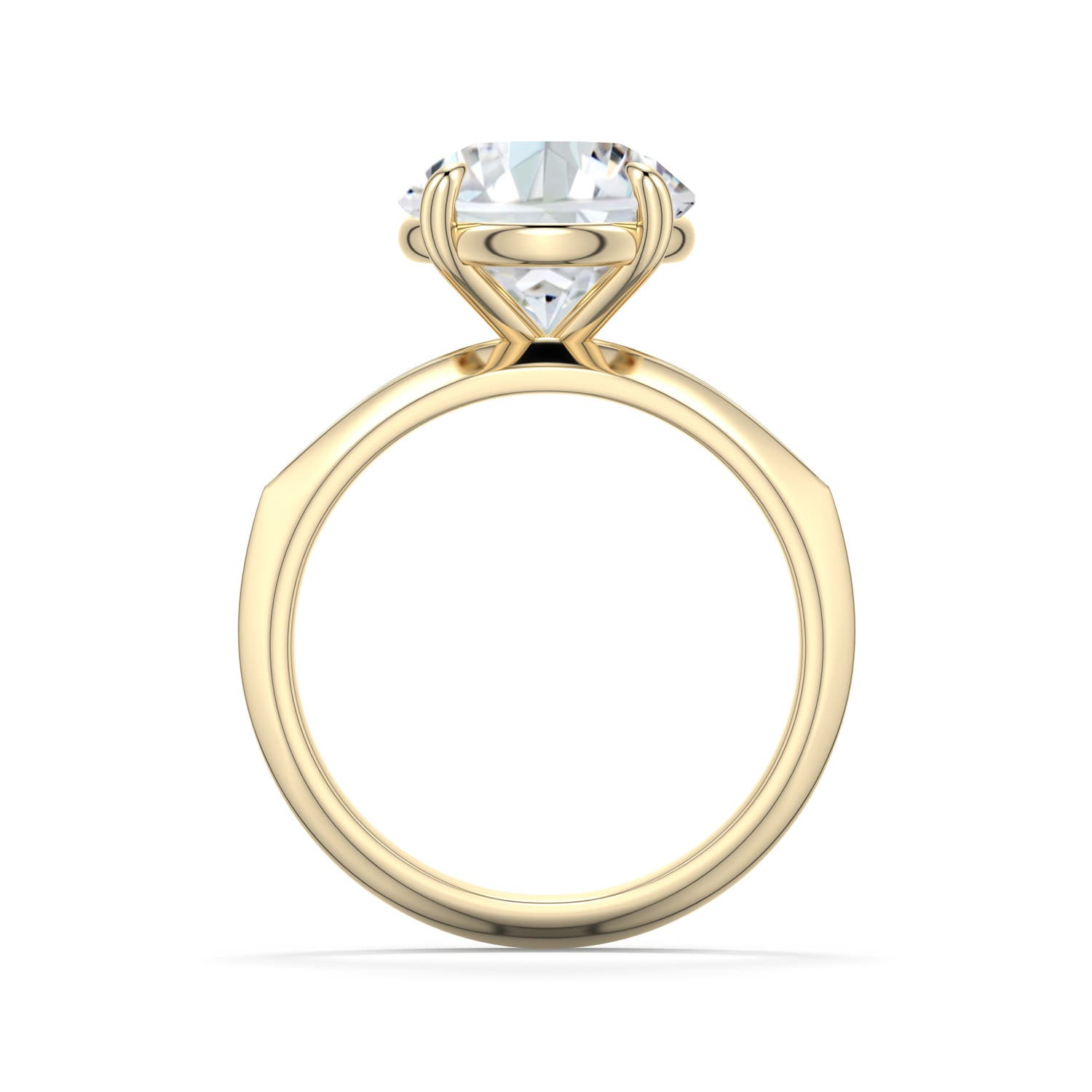 10.1mm DEVVS Round Lab-Grown Diamond Knife-Edge Split Shank Engagement Ring in Yellow Gold - side 1