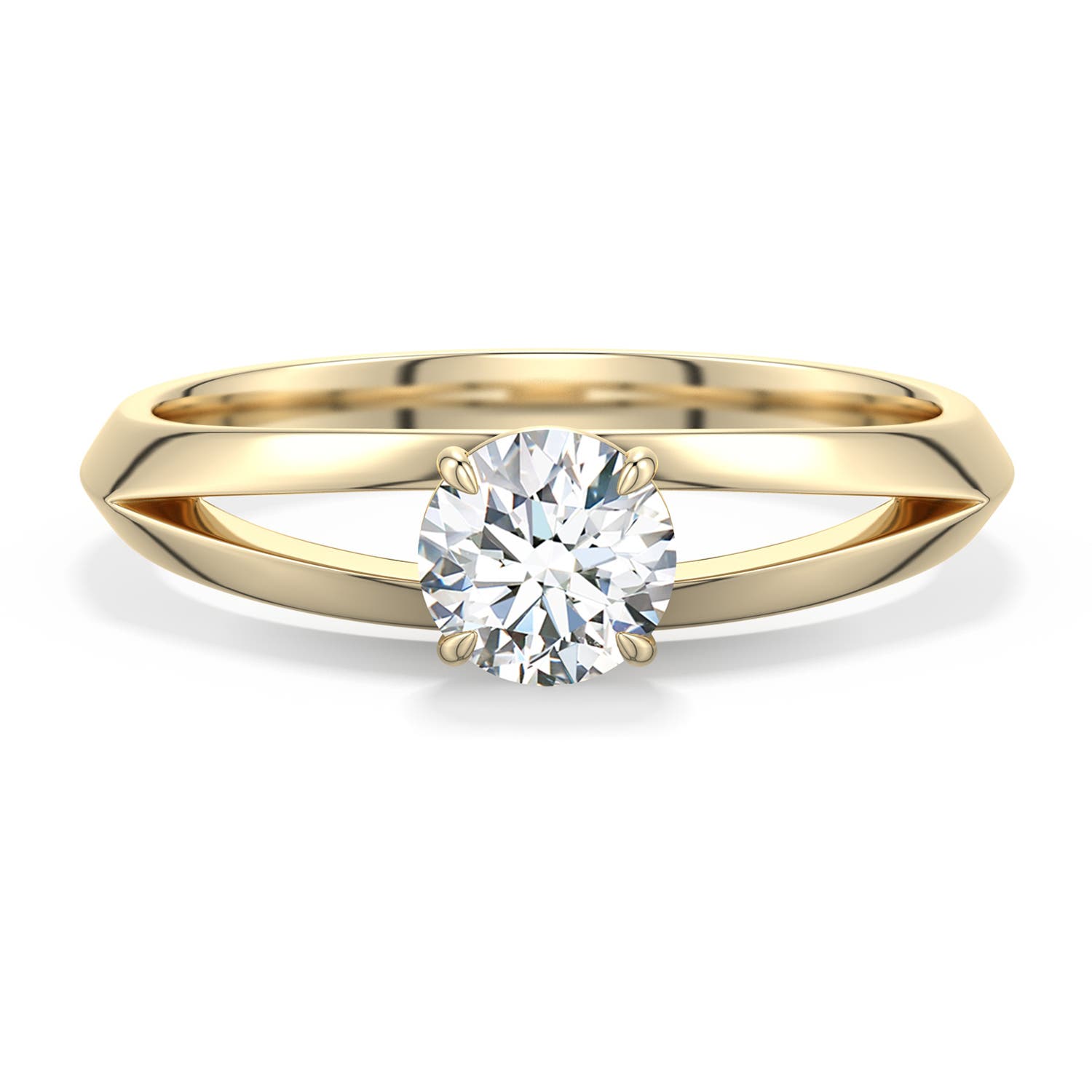 5.1mm FGVS Round Lab-Grown Diamond Knife-Edge Split Shank Engagement Ring in Yellow Gold - main