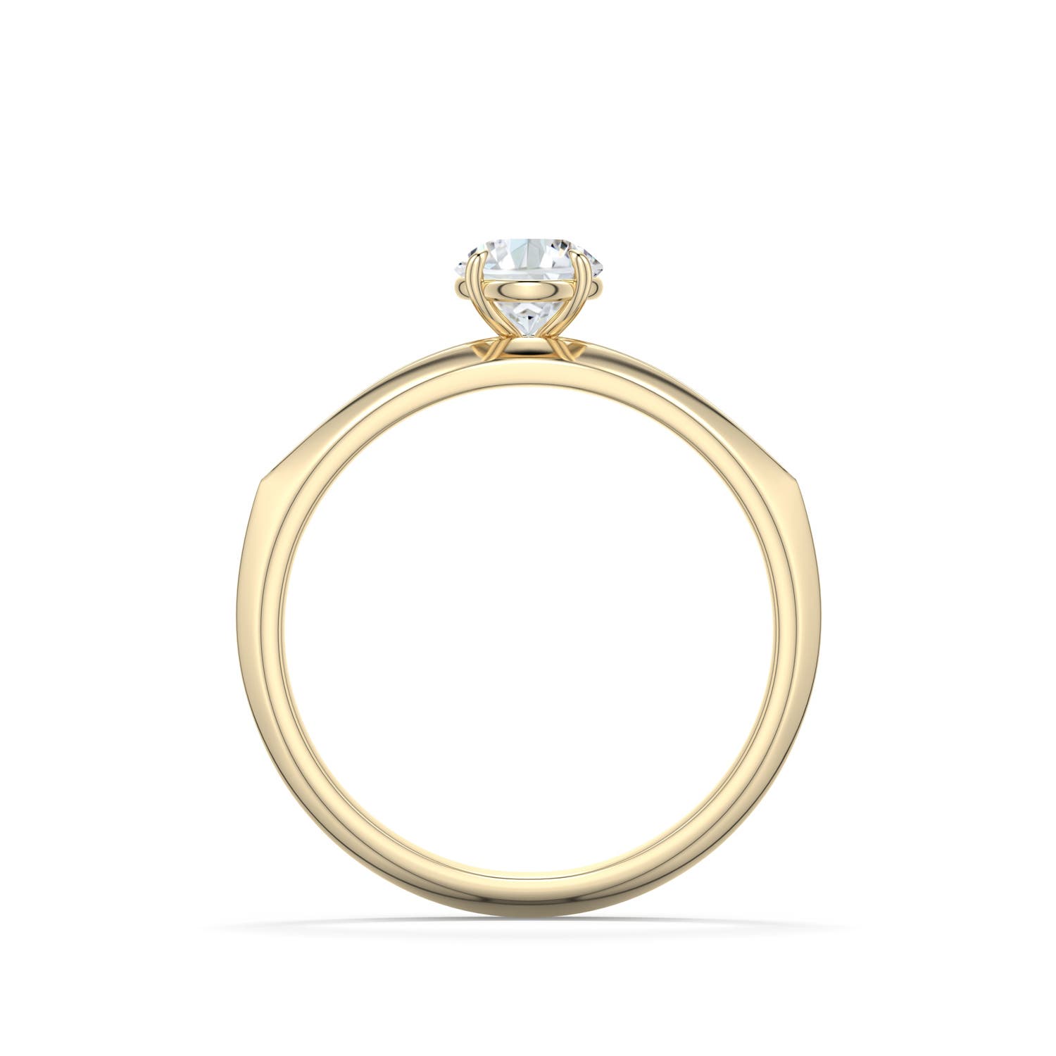 5.1mm FGVS Round Lab-Grown Diamond Knife-Edge Split Shank Engagement Ring in Yellow Gold - side 1