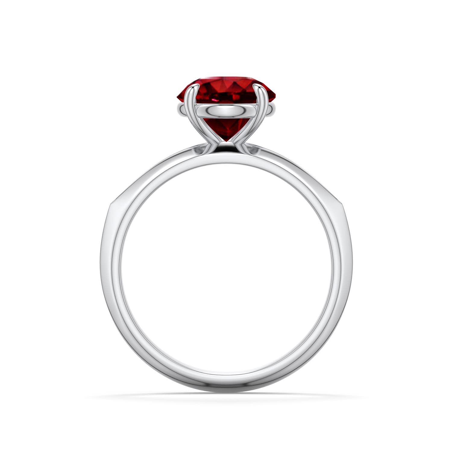 8mm Labgrown Round Lab-Grown Ruby Knife-Edge Split Shank Engagement Ring in White Gold - side 1