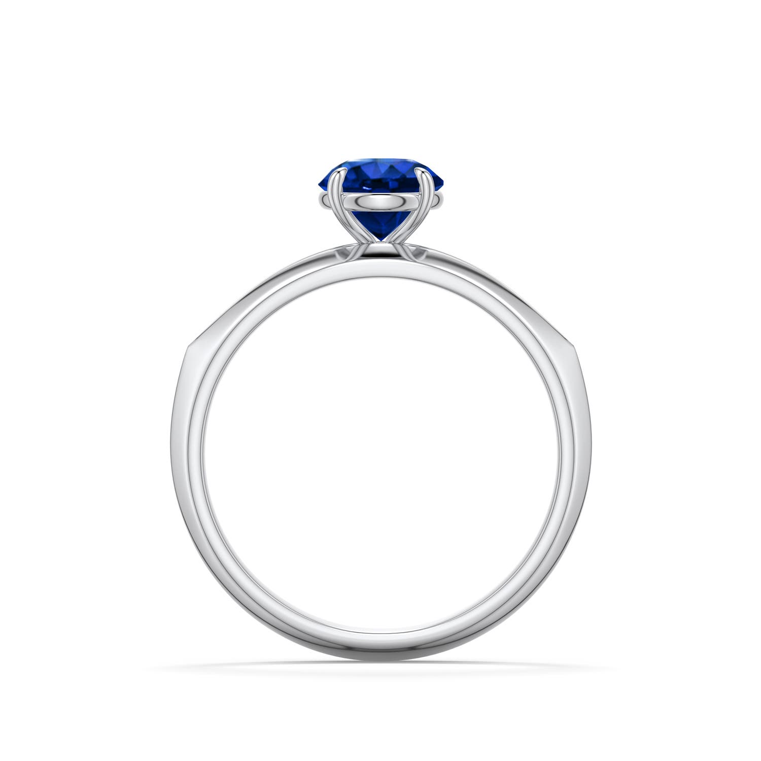 6mm Labgrown Round Lab-Grown Blue Sapphire Knife-Edge Split Shank Engagement Ring in White Gold - side 1
