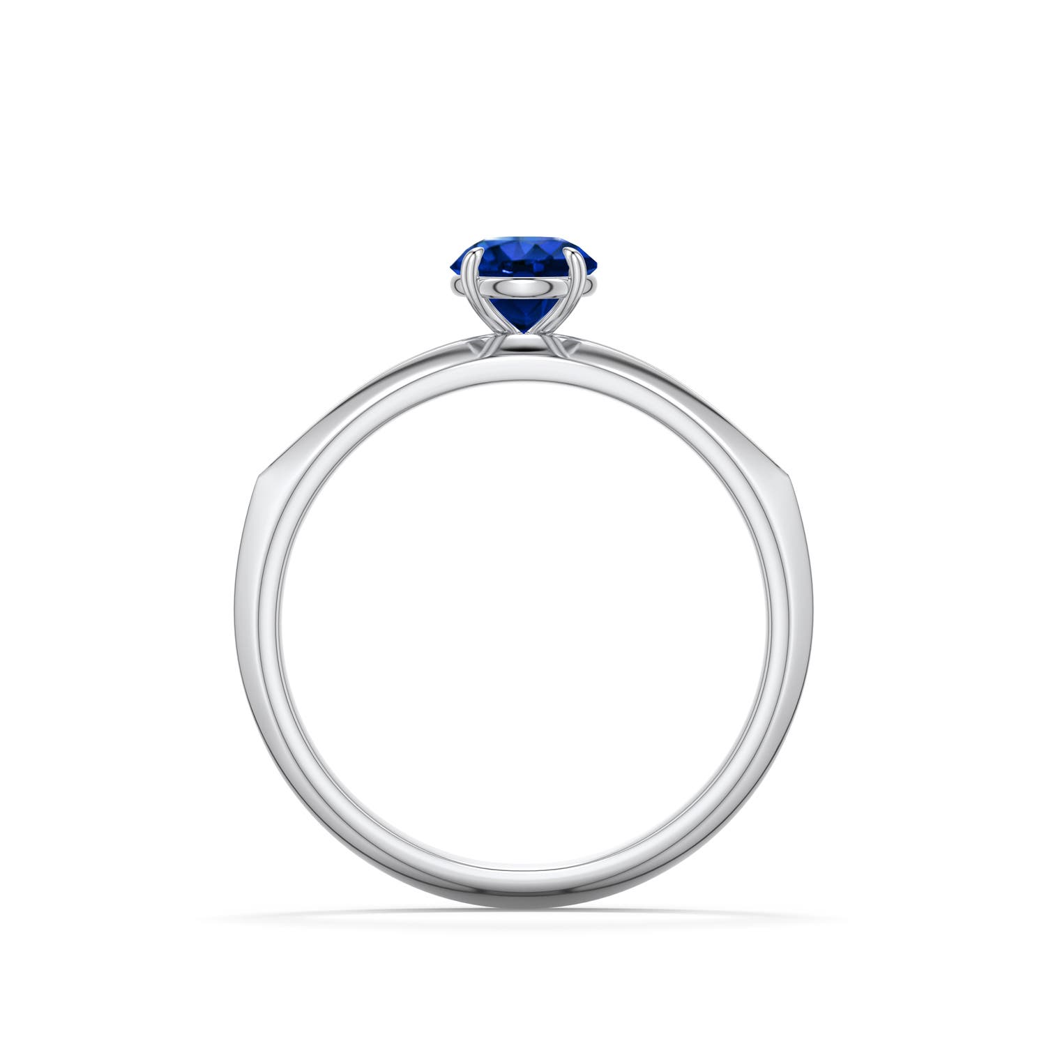 5mm Labgrown Round Lab-Grown Blue Sapphire Knife-Edge Split Shank Engagement Ring in 18K White Gold - side 1