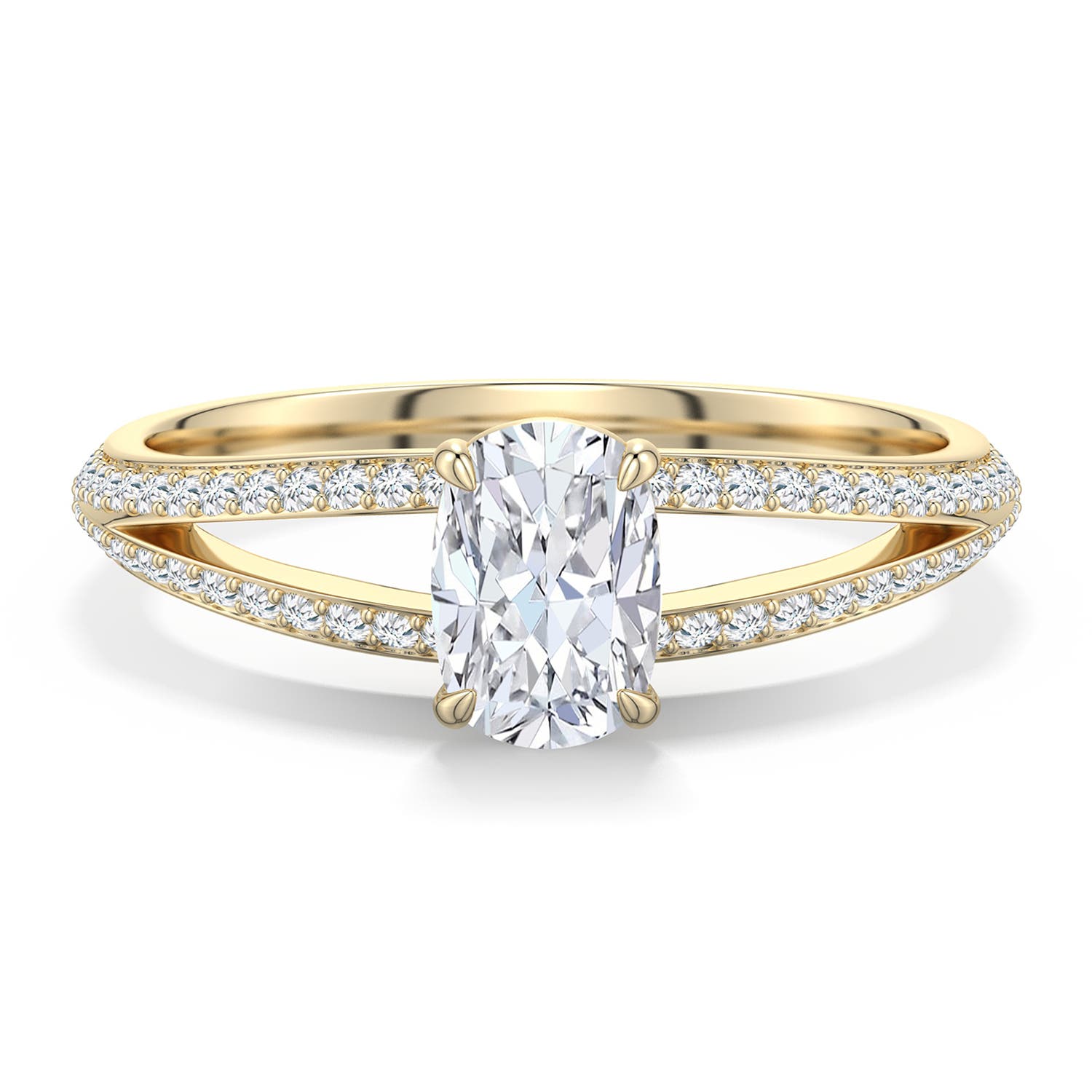 Cushion Rectangular Lab-Grown Diamond Scrollwork Engagement Ring