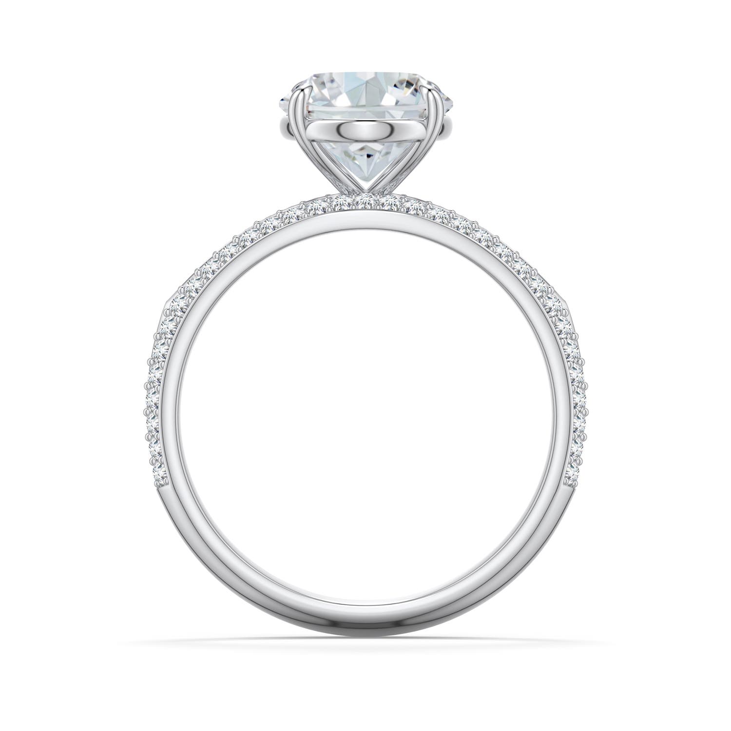10x8mm FGVS Oval Lab-Grown Diamond Engagement Ring with Pavé Accents in White Gold - side 1