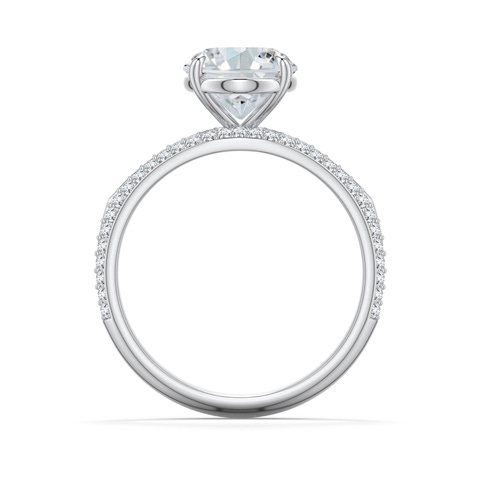 10x8mm FGVS Oval Lab-Grown Diamond Engagement Ring with Pavé Accents in White Gold - side 1