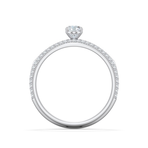6x4mm FGVS Oval Lab-Grown Diamond Engagement Ring with Pavé Accents in White Gold - side 1