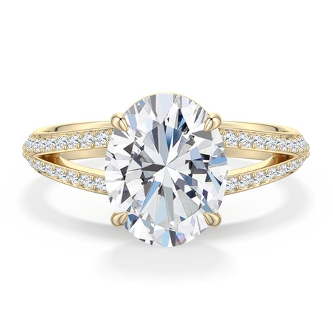 10x8mm FGVS Oval Lab-Grown Diamond Engagement Ring with Pavé Accents in Yellow Gold - main