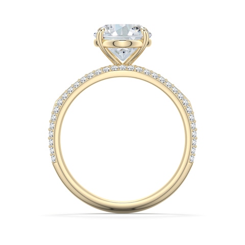 10x8mm FGVS Oval Lab-Grown Diamond Engagement Ring with Pavé Accents in Yellow Gold - side 1