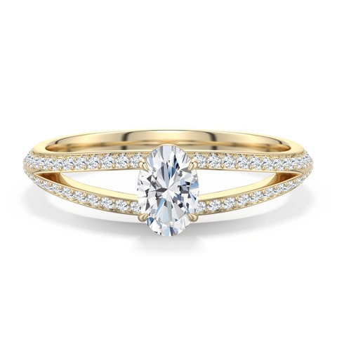 6x4mm FGVS Oval Lab-Grown Diamond Engagement Ring with Pavé Accents in Yellow Gold - main