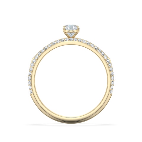6x4mm FGVS Oval Lab-Grown Diamond Engagement Ring with Pavé Accents in Yellow Gold - side 1