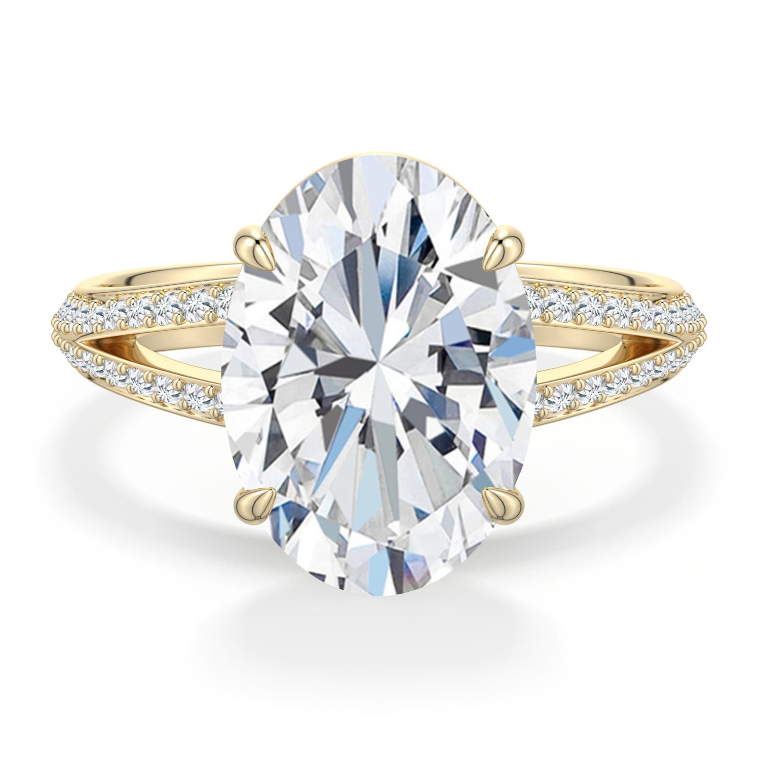 12.5x9mm FGVS Oval Lab-Grown Diamond Engagement Ring with Pavé Accents in 18K Yellow Gold - main