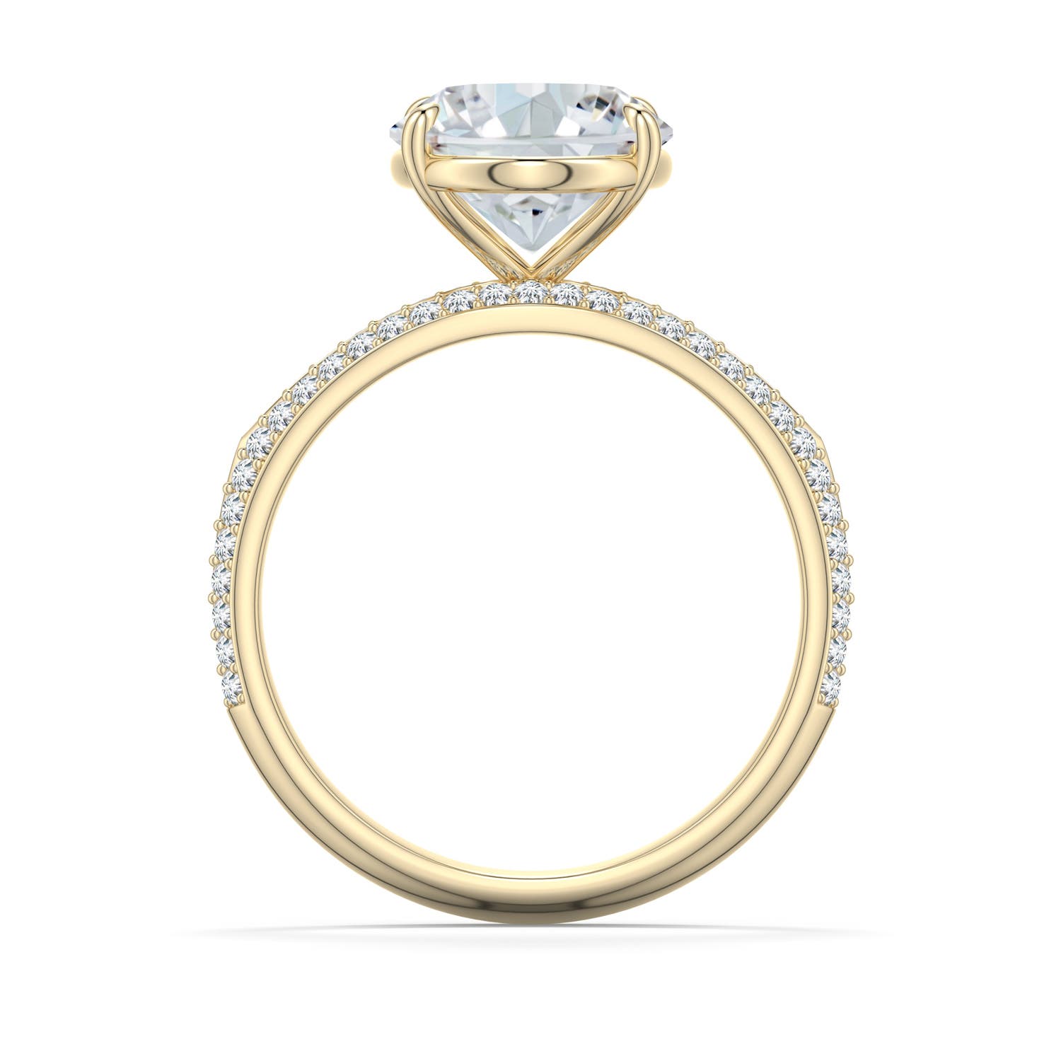 12.5x9mm FGVS Oval Lab-Grown Diamond Engagement Ring with Pavé Accents in 18K Yellow Gold - side 1
