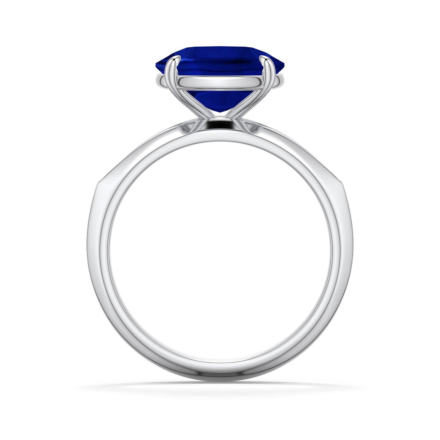 10x8mm Labgrown East-West Cushion Rectangular Lab-Grown Blue Sapphire Engagement Ring in 18K White Gold - side 1