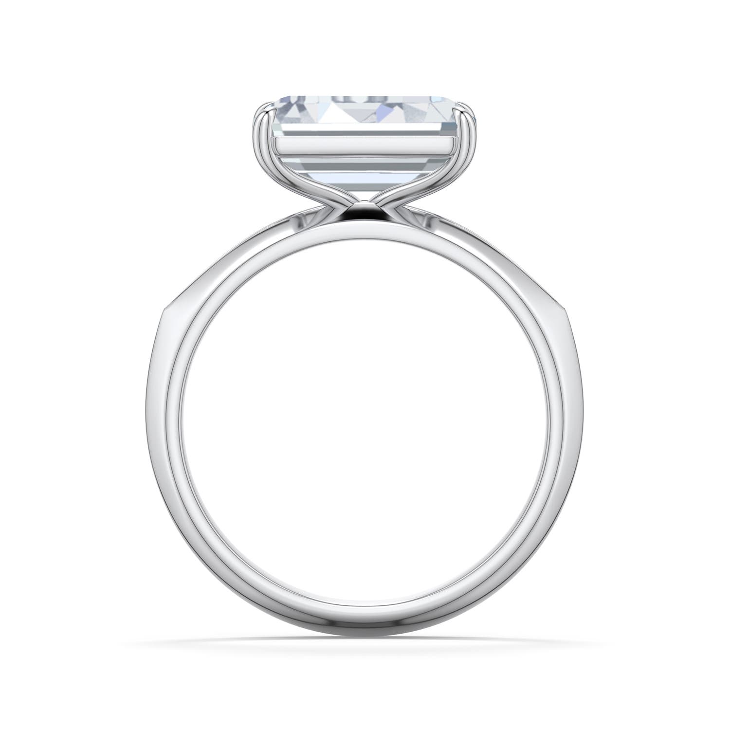 10.5x7.5mm FGVS East-West Emerald-Cut Lab-Grown Diamond Engagement Ring in 18K White Gold - side 1