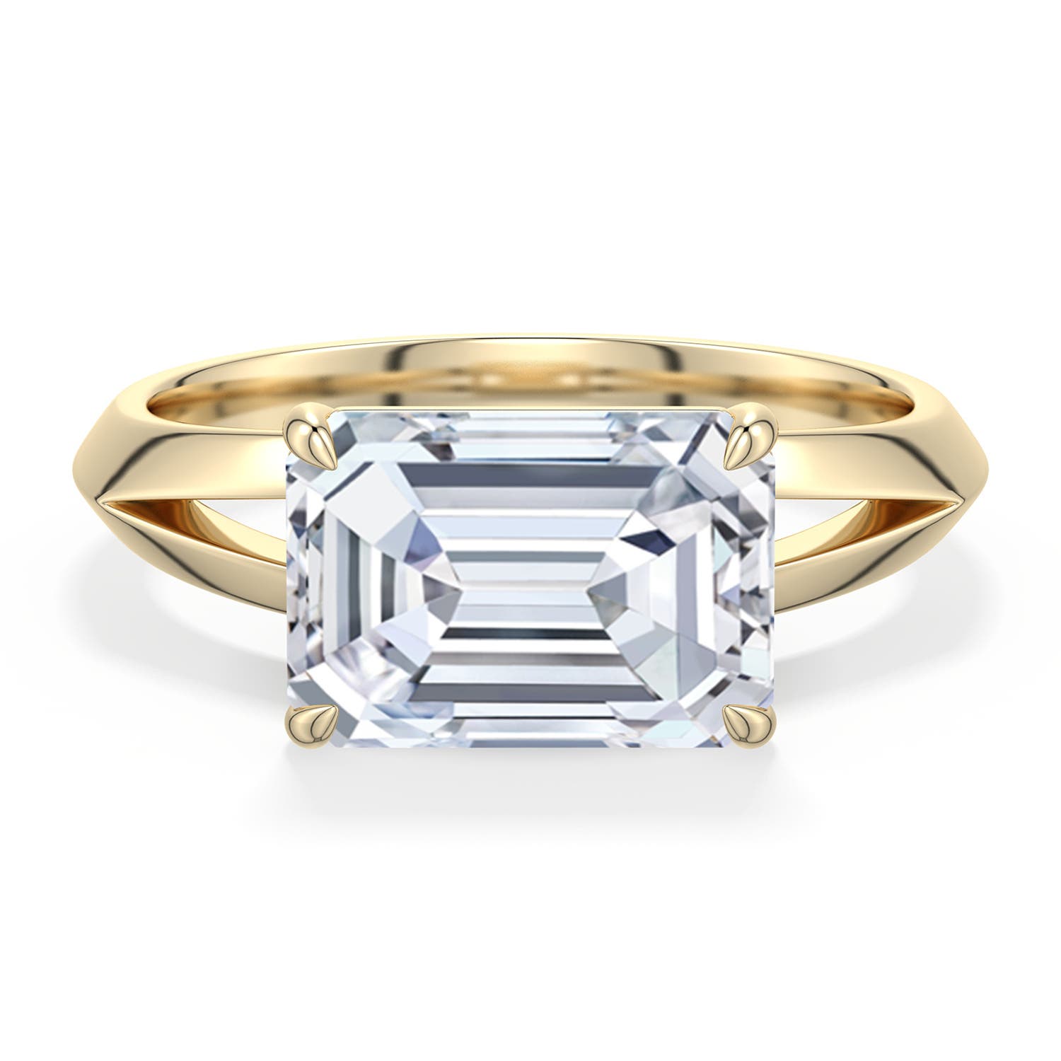10x7mm FGVS East-West Emerald-Cut Lab-Grown Diamond Engagement Ring in 18K Yellow Gold - main