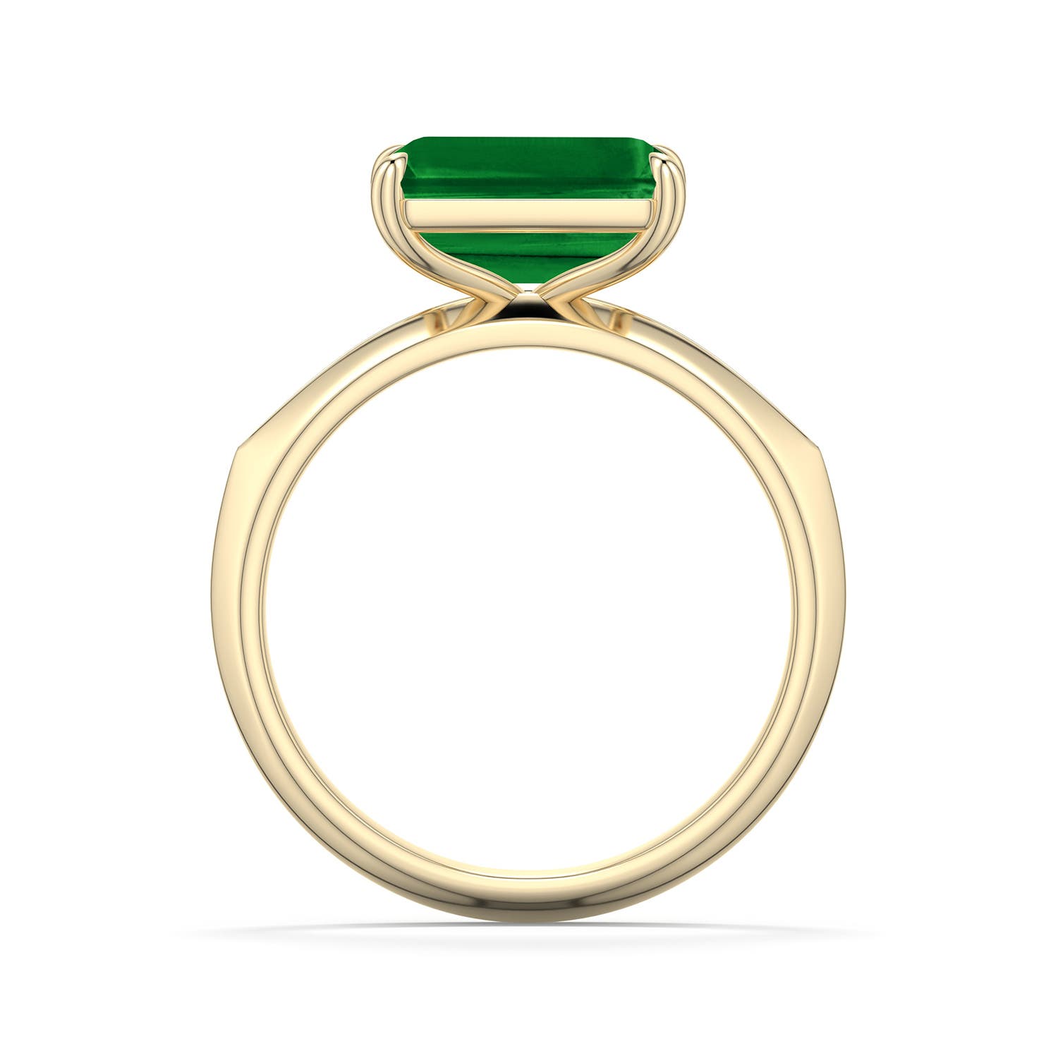 10x8mm Labgrown East-West Emerald-Cut Lab-Grown Emerald Engagement Ring in Yellow Gold - side 1