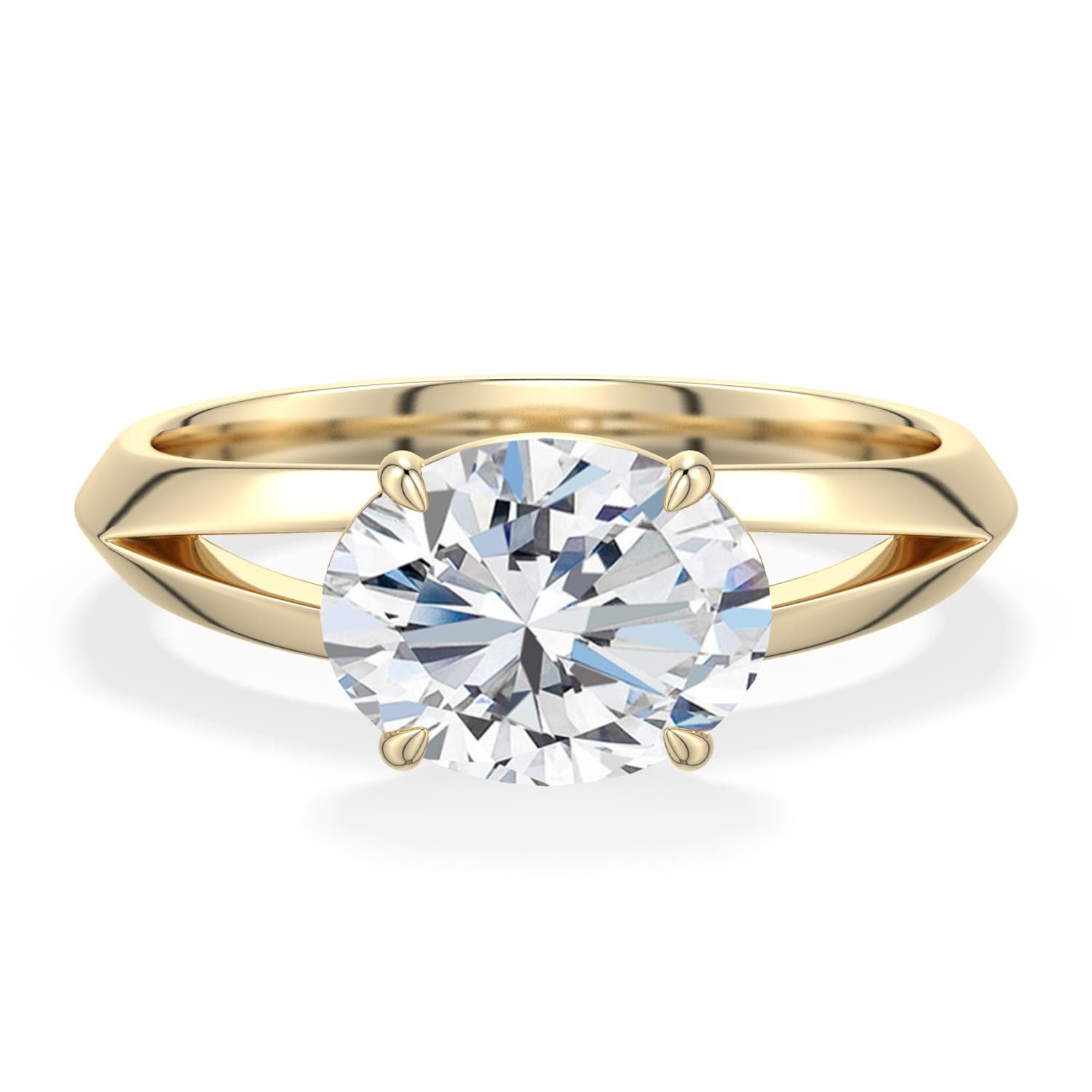 9x7mm FGVS East-West Oval Lab-Grown Diamond Engagement Ring in Yellow Gold - main