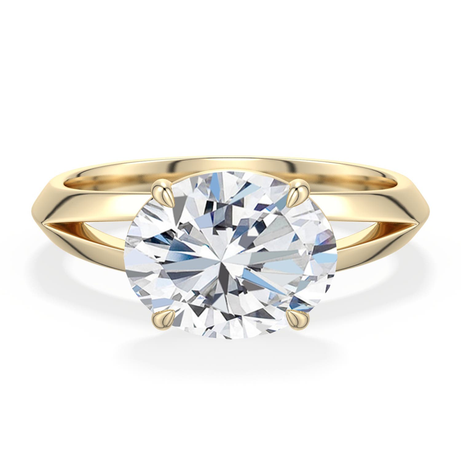 10x8mm FGVS East-West Oval Lab-Grown Diamond Engagement Ring in 18K Yellow Gold - main