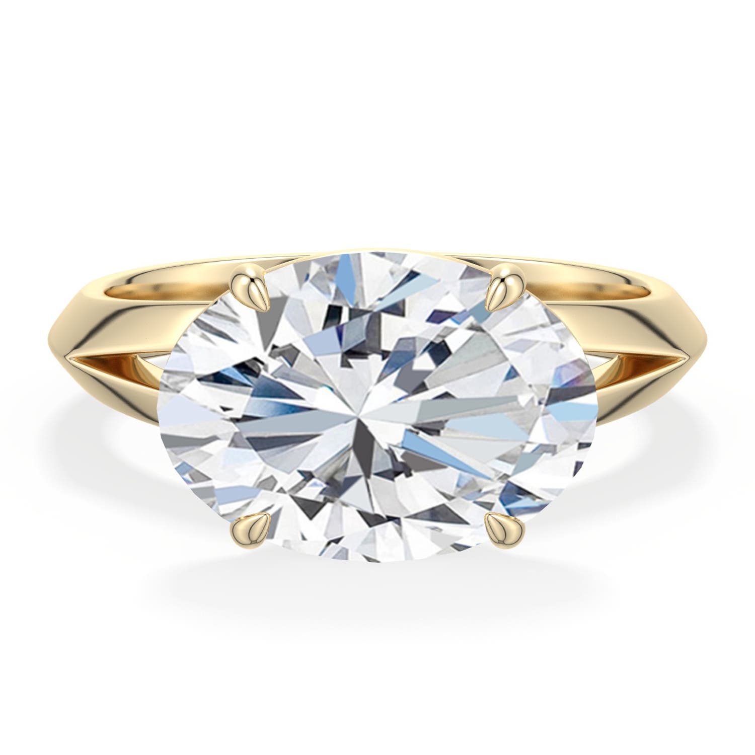 12.5x9mm FGVS East-West Oval Lab-Grown Diamond Engagement Ring in 18K Yellow Gold - main