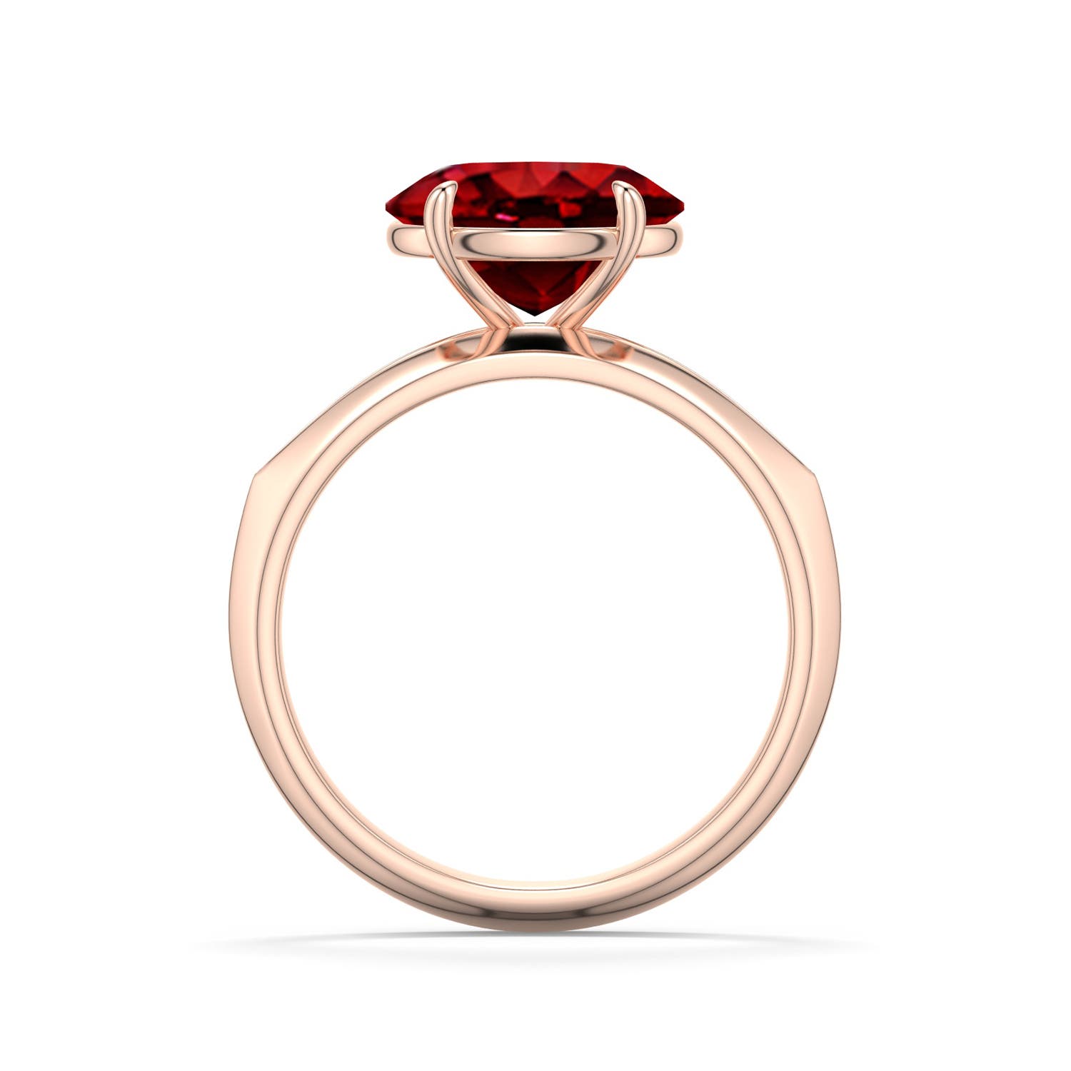 10x8mm Labgrown East-West Oval Lab-Grown Ruby Engagement Ring in Rose Gold - side 1
