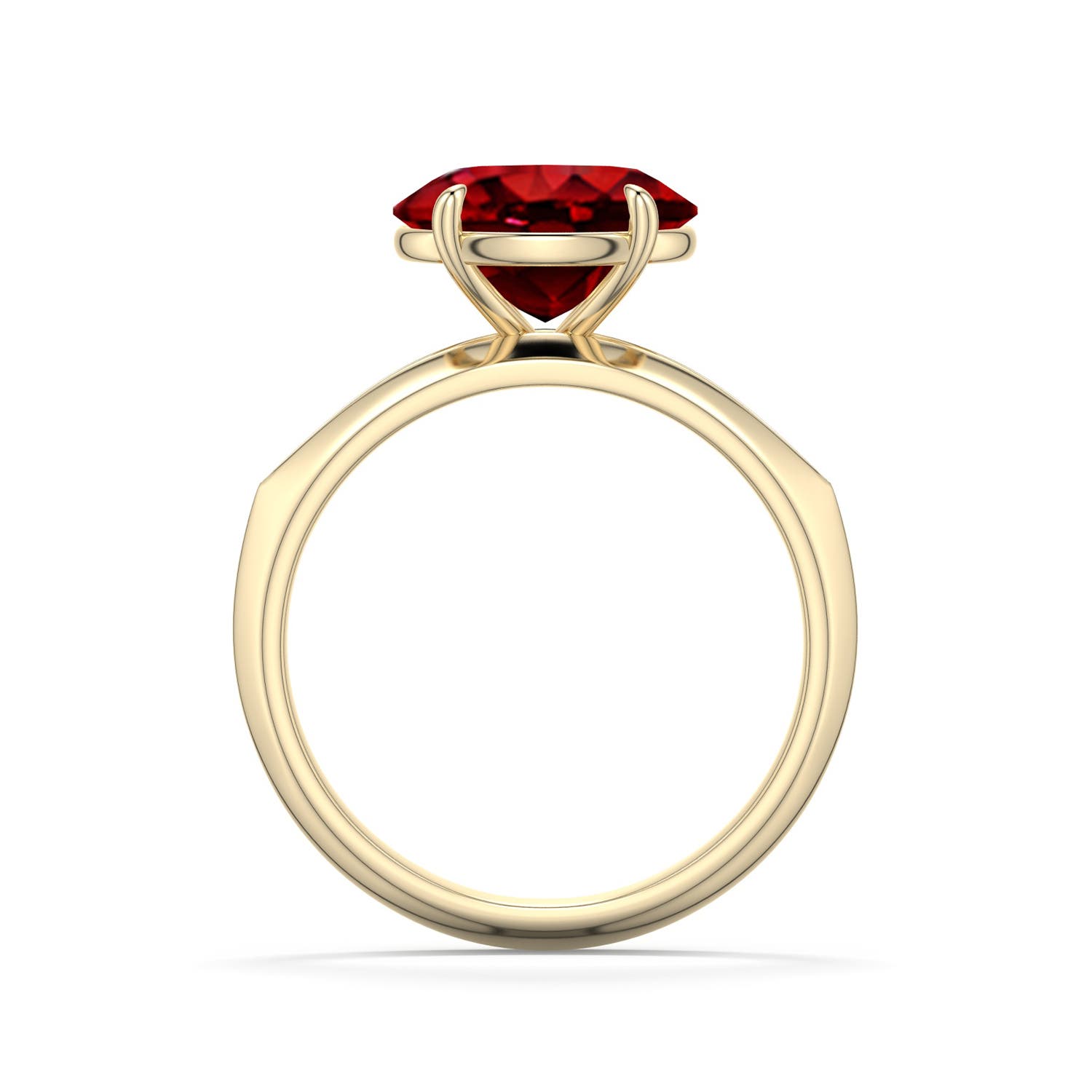 10x8mm Labgrown East-West Oval Lab-Grown Ruby Engagement Ring in Yellow Gold - side 1