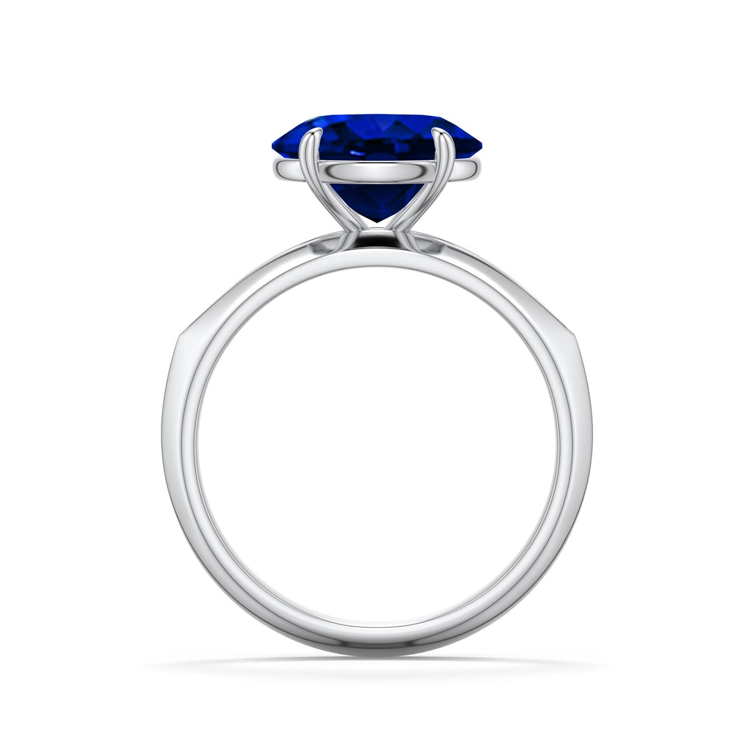 10x8mm Labgrown East-West Oval Lab-Grown Blue Sapphire Engagement Ring in 950 Platinum - side 1