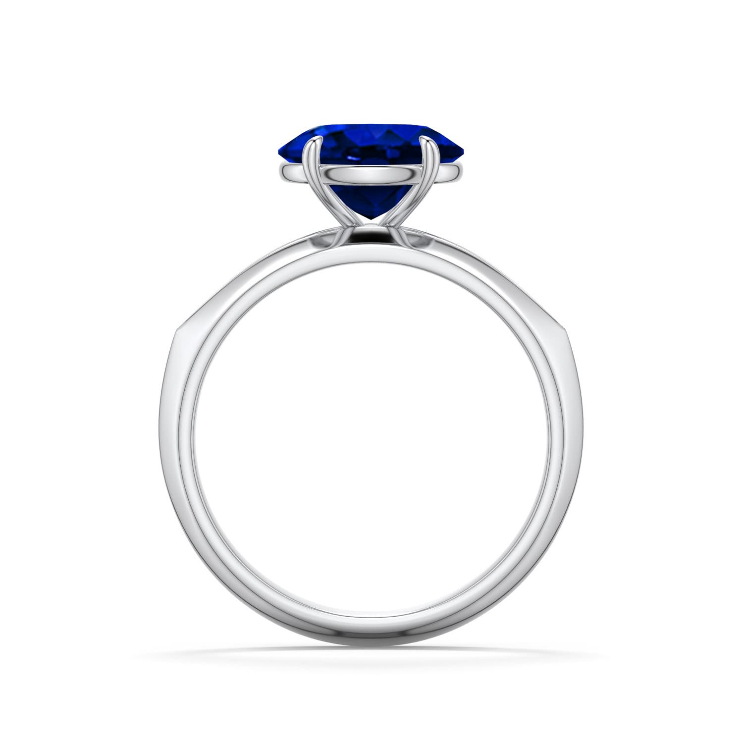 9x7mm Labgrown East-West Oval Lab-Grown Blue Sapphire Engagement Ring in 18K White Gold - side 1
