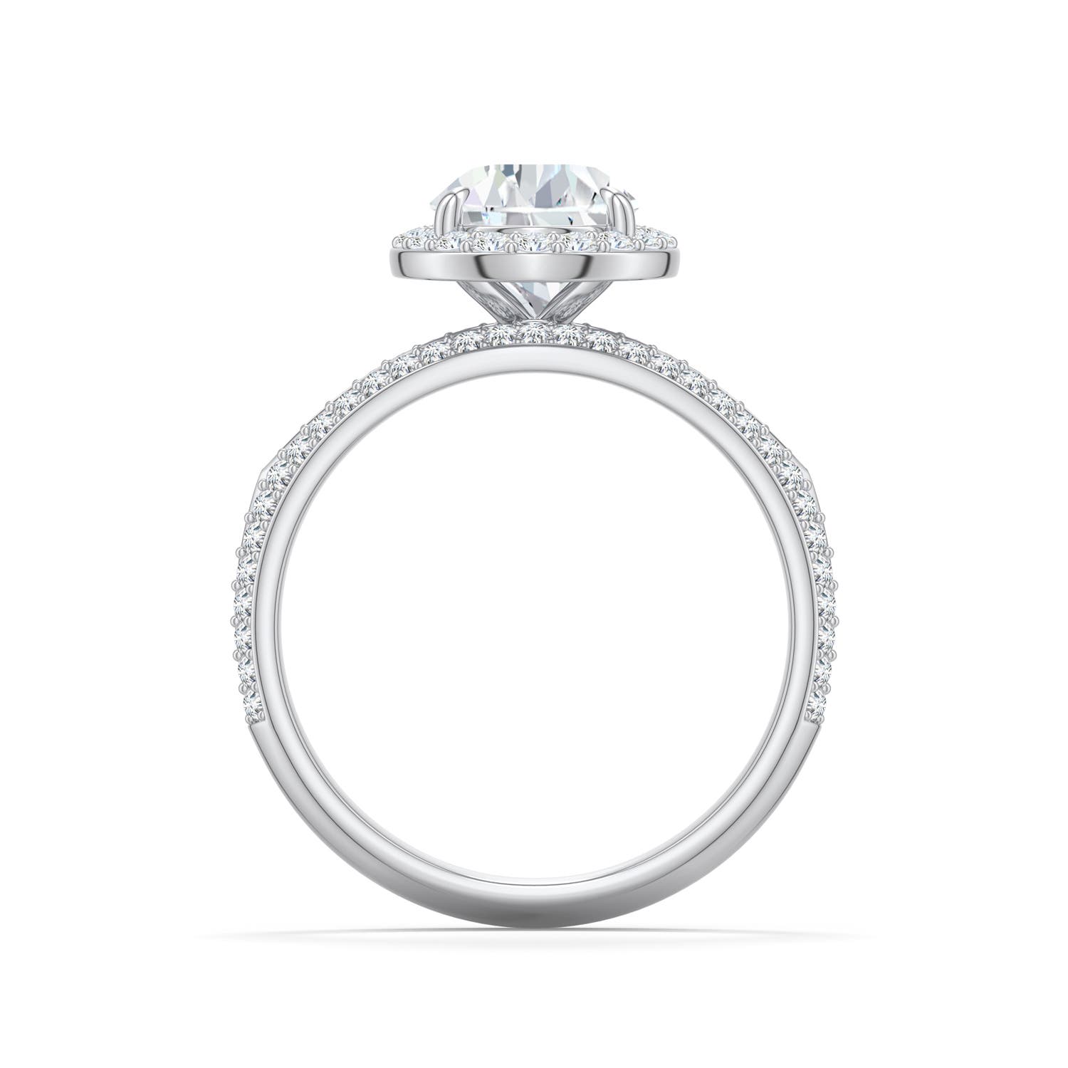 11x7mm FGVS Pear Lab-Grown Diamond Halo Engagement Ring with Accents in 950 Platinum - side 2 - side 4